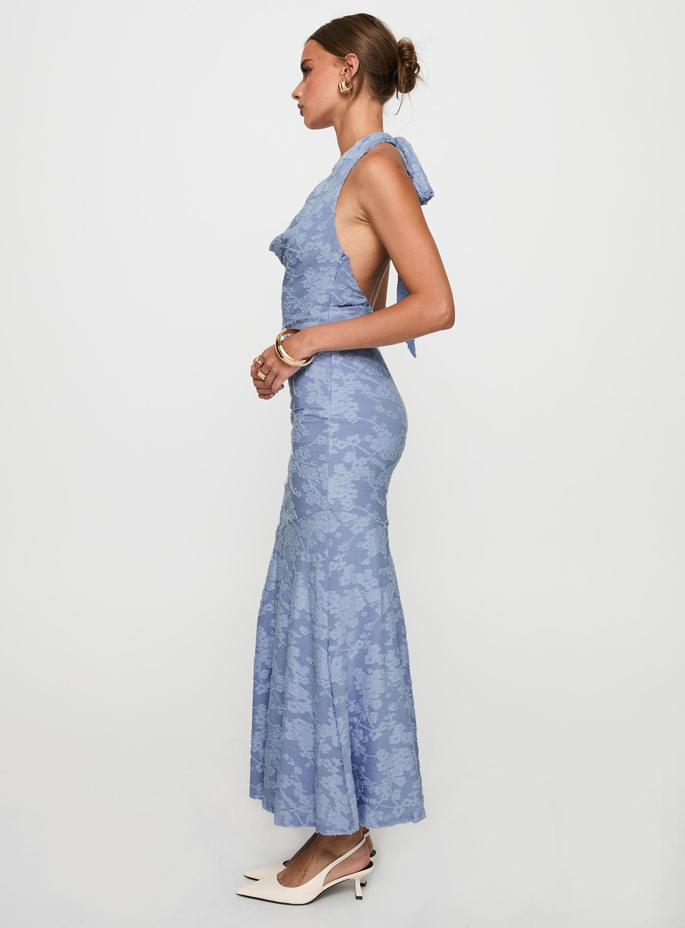 Aymie Halter Maxi Dress Blue Product Image