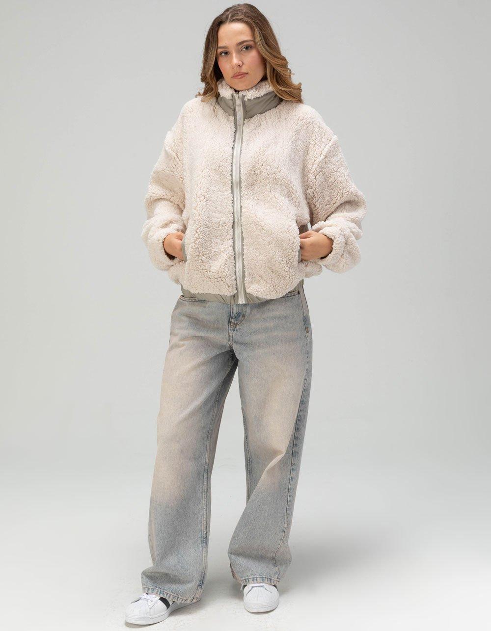 BDG Urban Outfitters Womens Boxy Fleece Jacket - ECRU Product Image