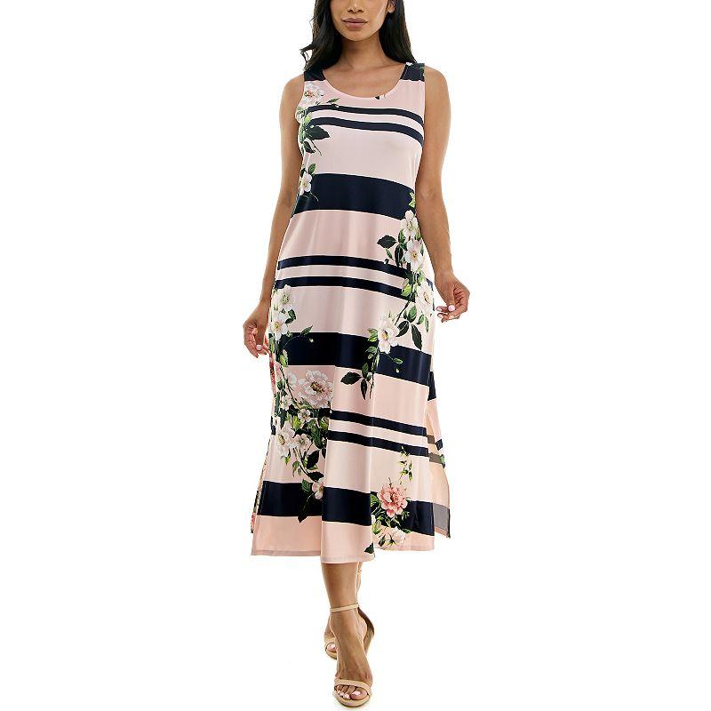 Women's Nina Leonard Print Maxi Dress, Size: Large, Blue Blush Product Image