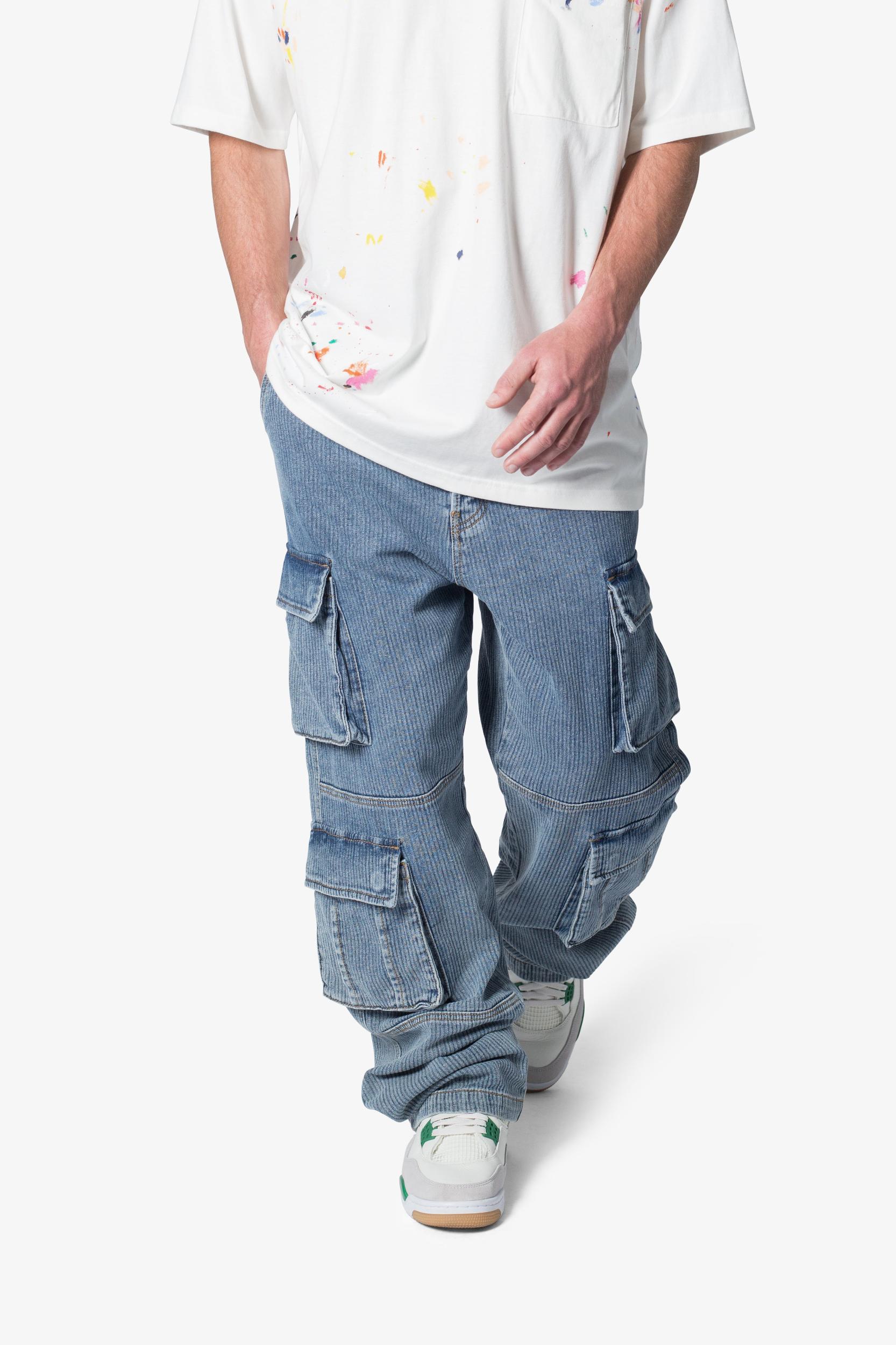 Ultra Baggy Stacked Cargo Pants - Vintage Blue Product Image