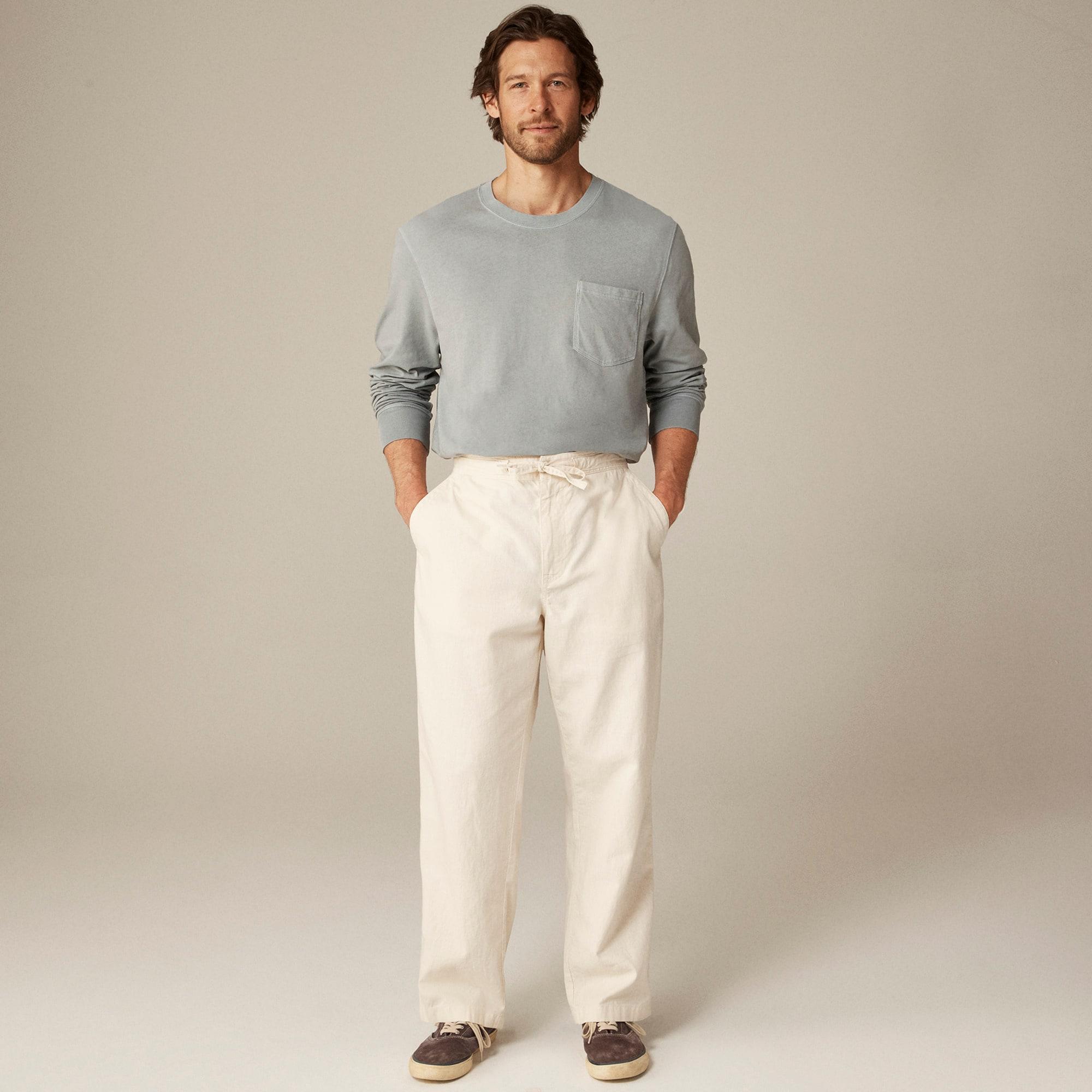 Long-sleeve vintage-wash cotton pocket T-shirt Product Image