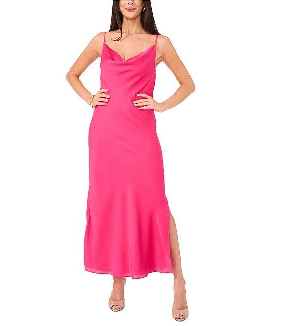 Vince Camuto Satin Cowl Neck Sleeveless Maxi Slip Dress Product Image