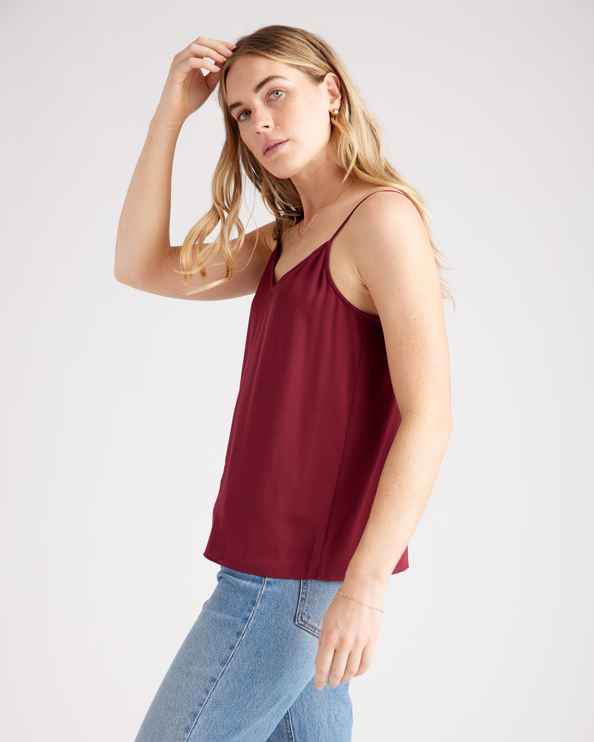 Quince | Women's 100% Washable Silk Stretch V-Neck Cami Top Product Image