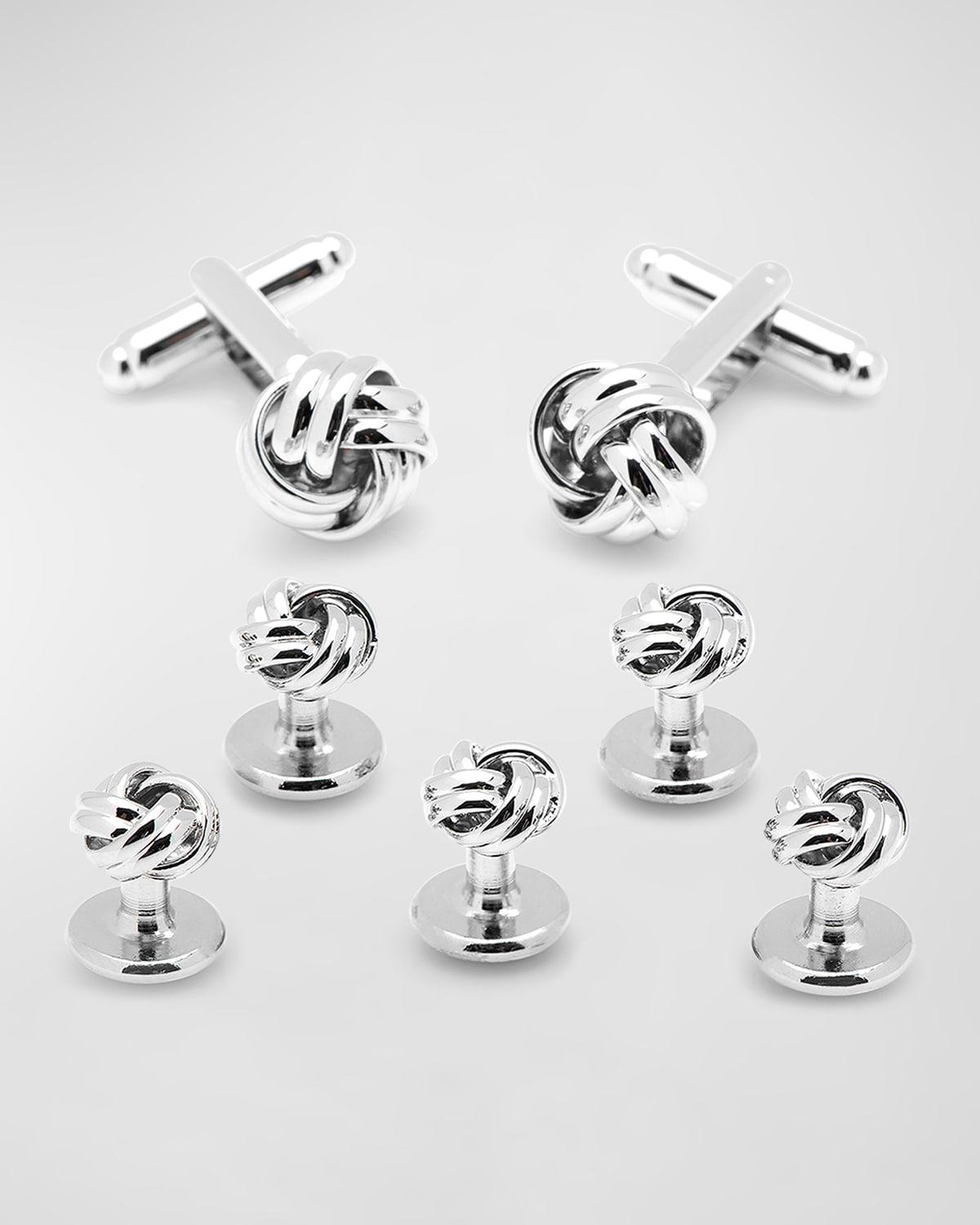 Mens 5-Piece Silver Knot Stud Set Product Image