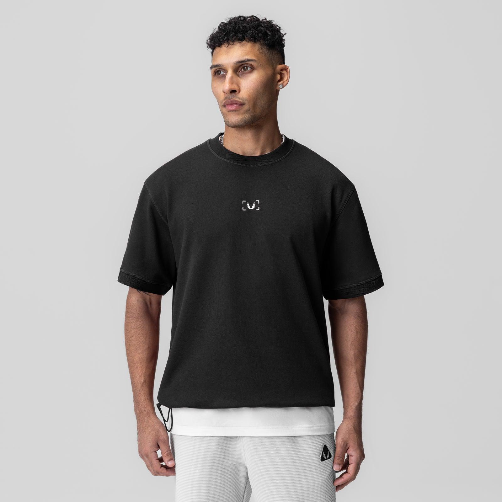 1026. Herringbone Terry Oversized Cinch Tee - Black Product Image