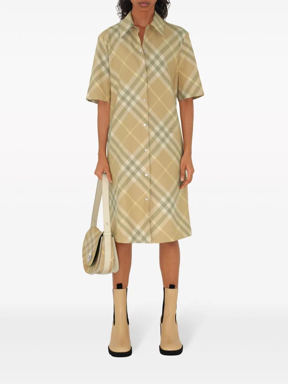 Vintage-check cotton shirt dress Product Image