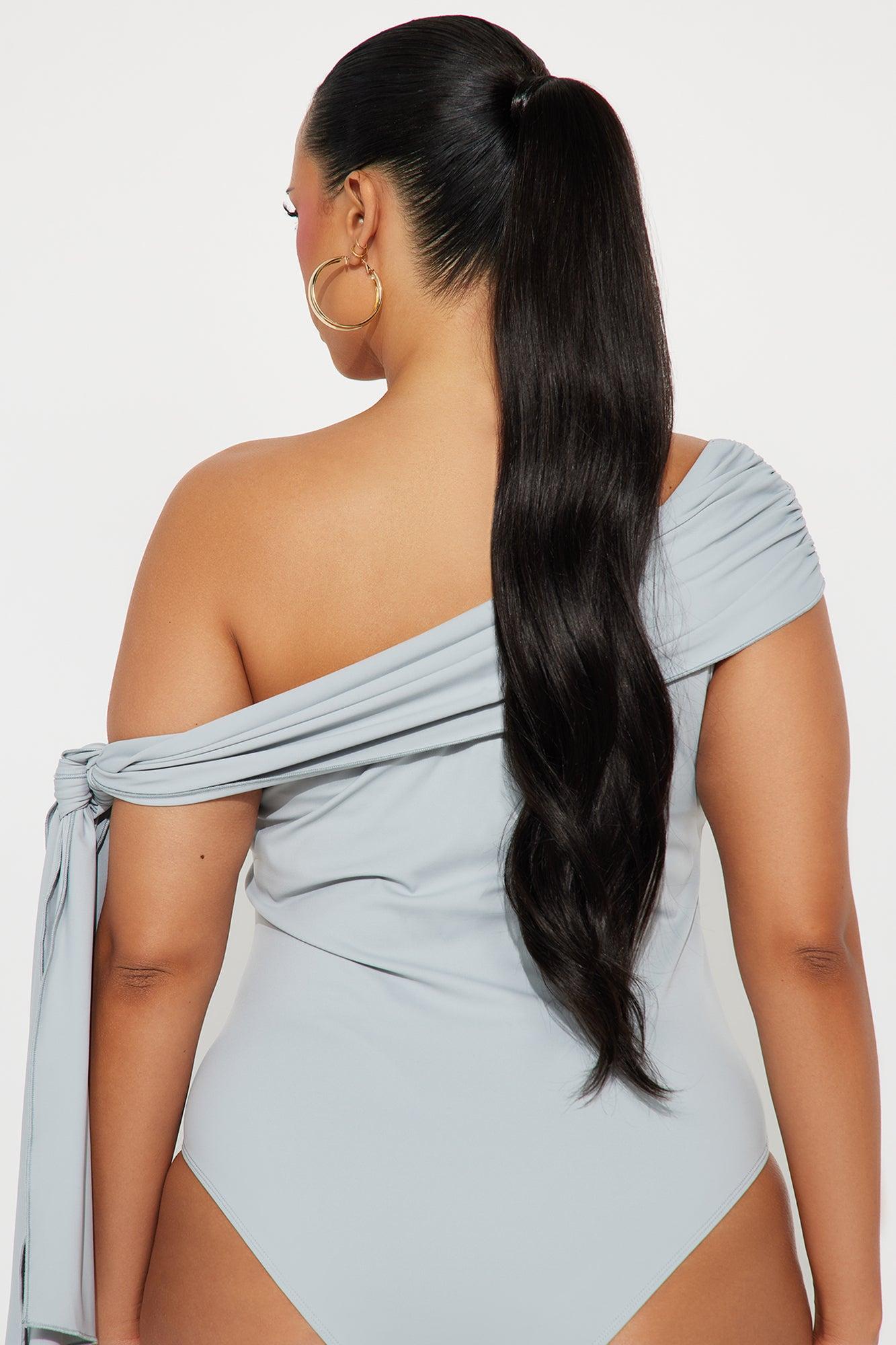 Refined Class Ruched Off Shoulder Bodysuit - Silver Female Product Image