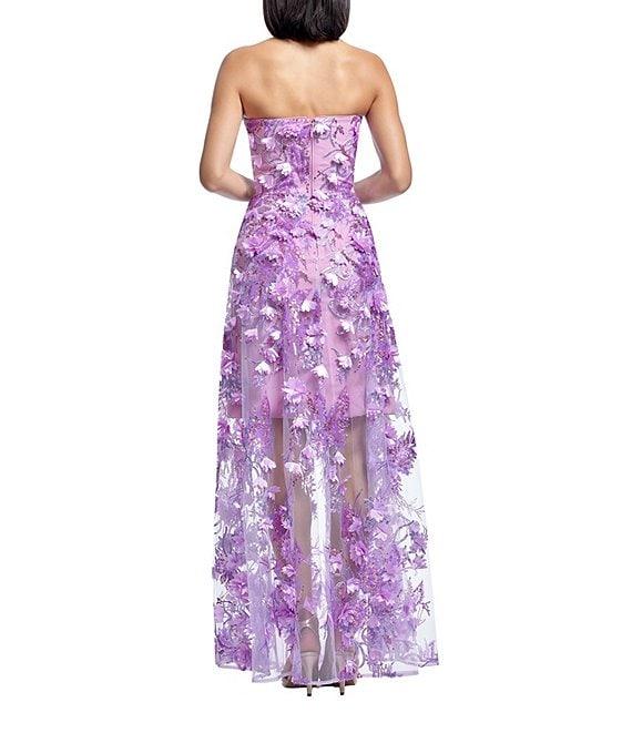 Dress the Population Melissa Sweetheart Neck 3D Applique Illusion Hem A-Line Gown Product Image