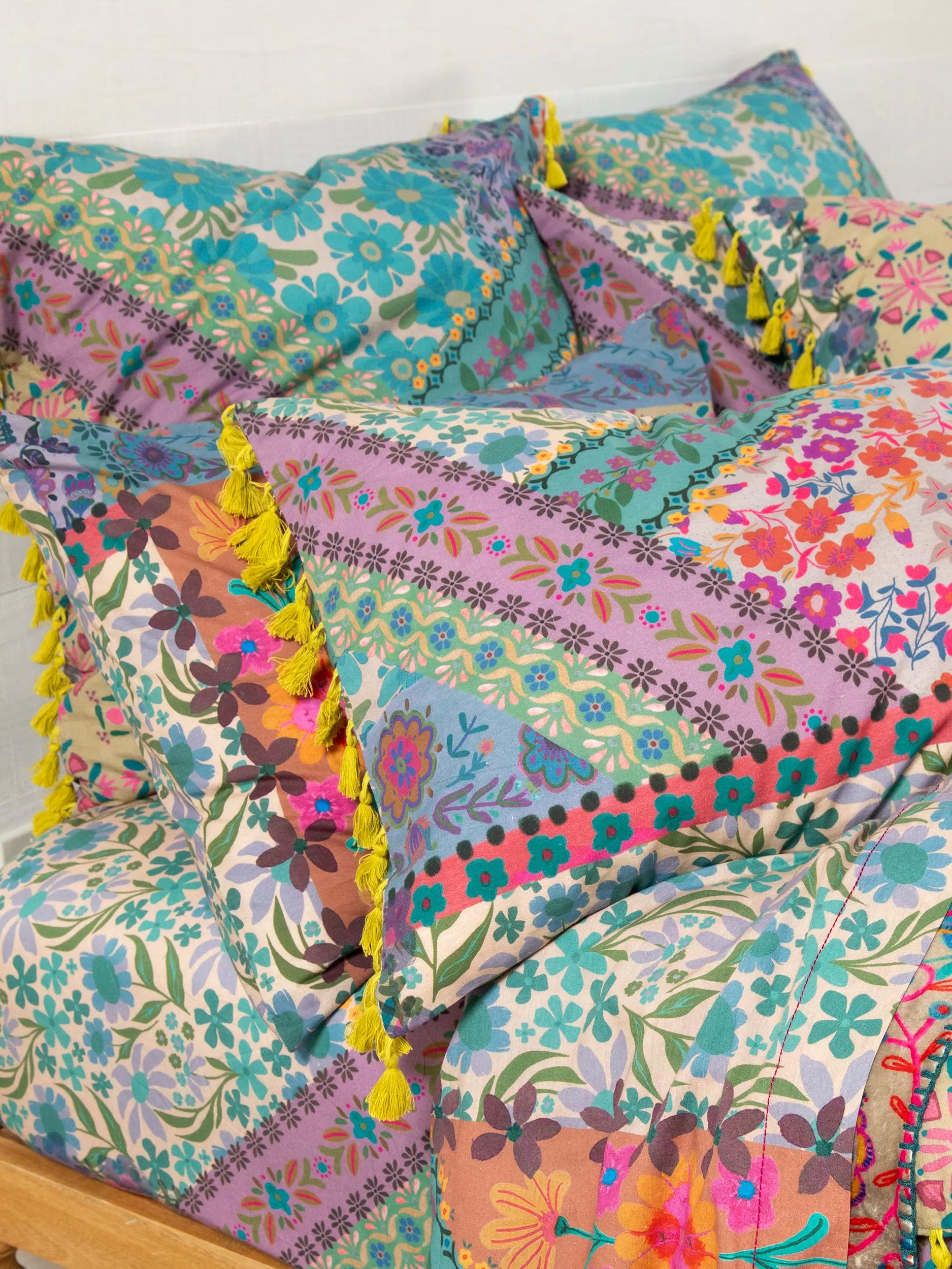 So Soft Cotton Reversible Shams, Set of 2 - Folk Flower Patchwork Product Image