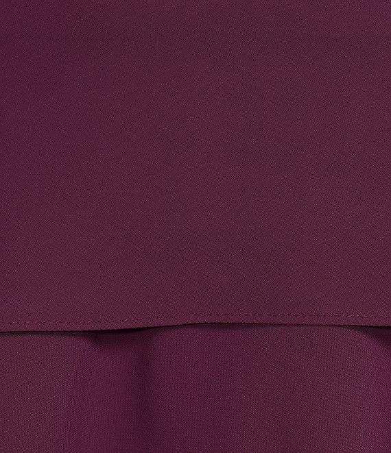 Marina Tiered Chiffon Rhinestone Keyhole V-Neck Flutter Short Sleeve Dress Product Image