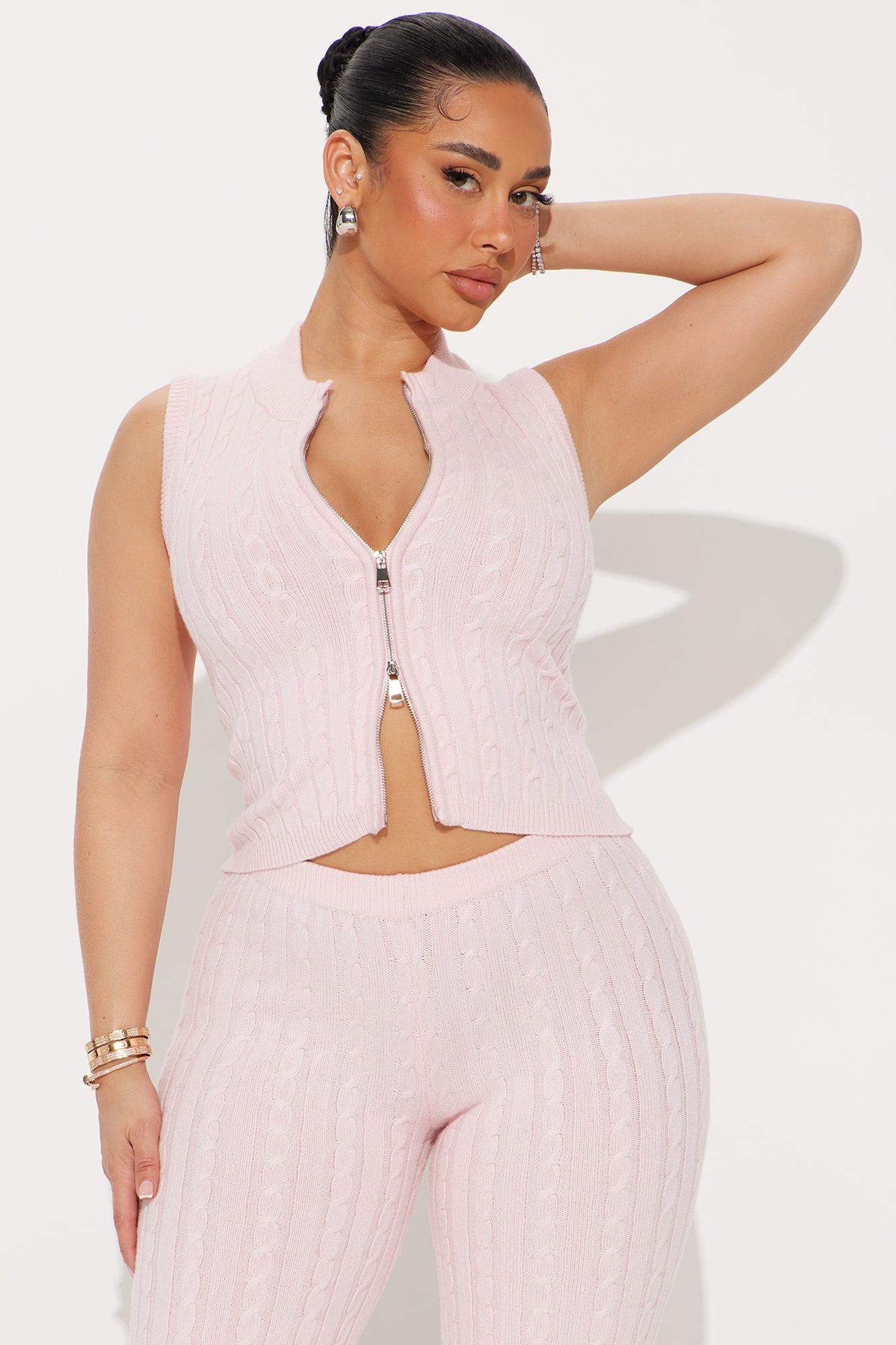 Paula Vest Sweater Set - Pink Product Image