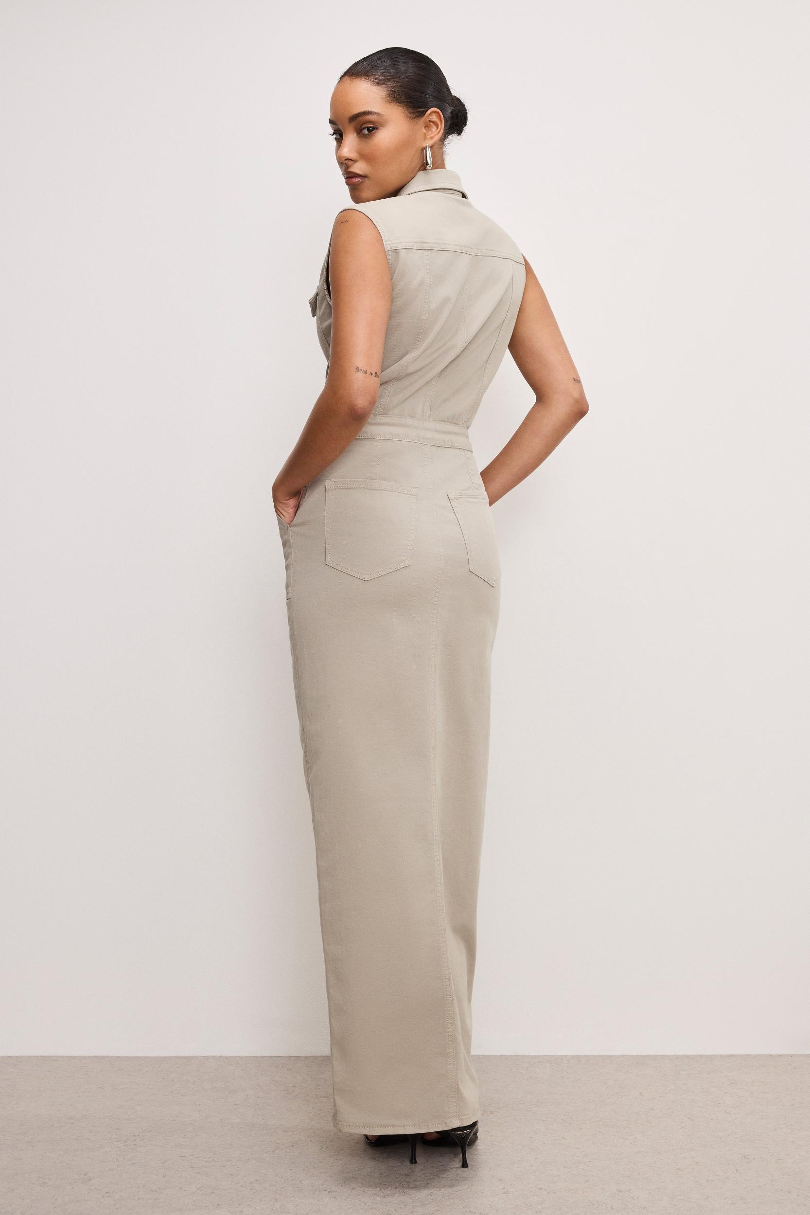 FIT FOR SUCESS TWILL MAXI DRESS | MUSHROOM006 Product Image