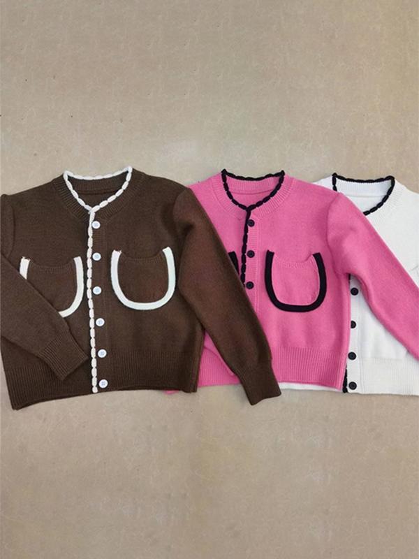 Contrast Color Trim Pocket Short Cardigan Product Image