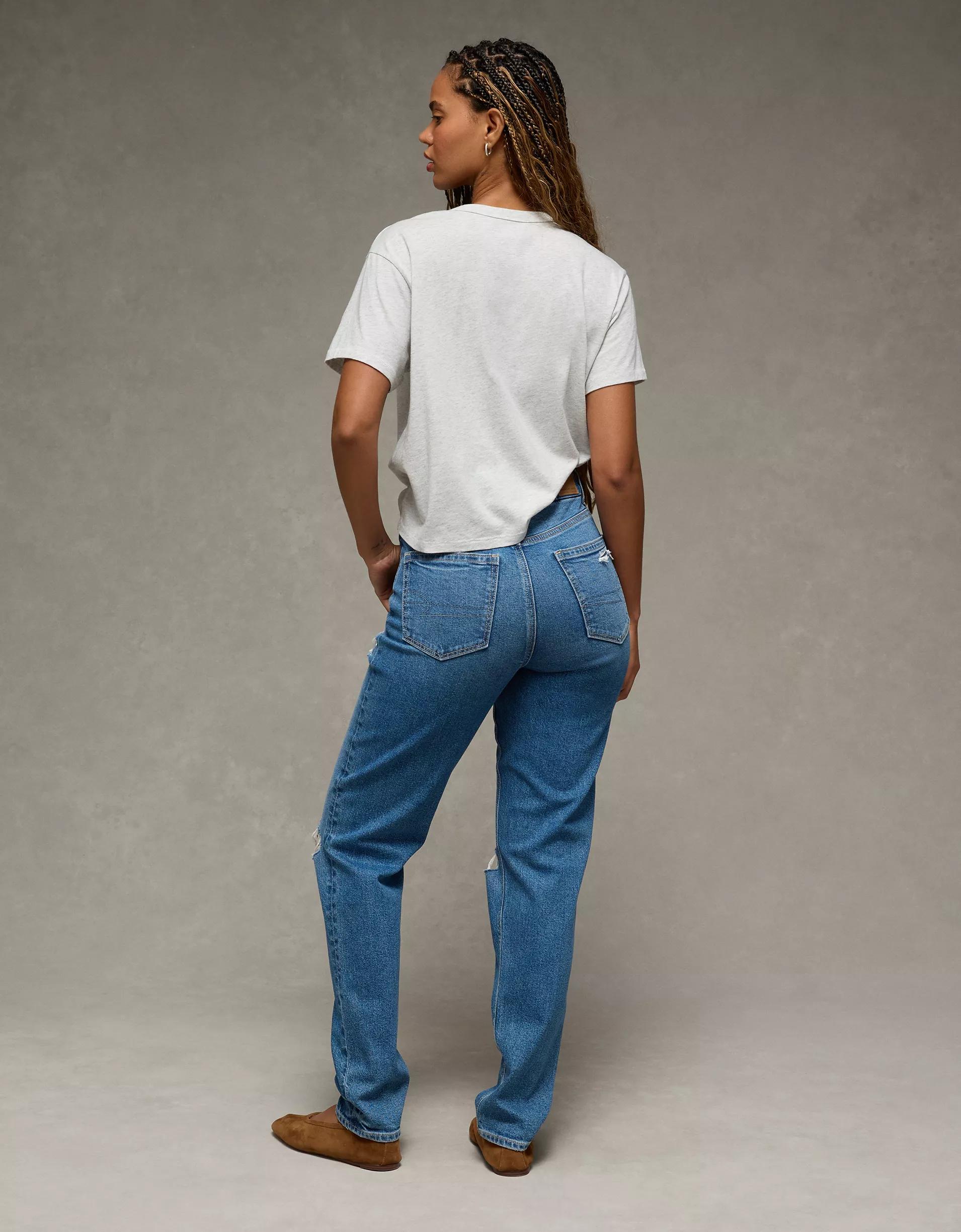 AE Strigid Curvy Ripped Mom Jean Product Image
