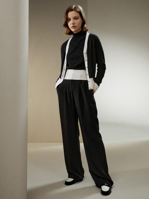 Gemini Cashmere Cardigan with Contrasting Hem Product Image