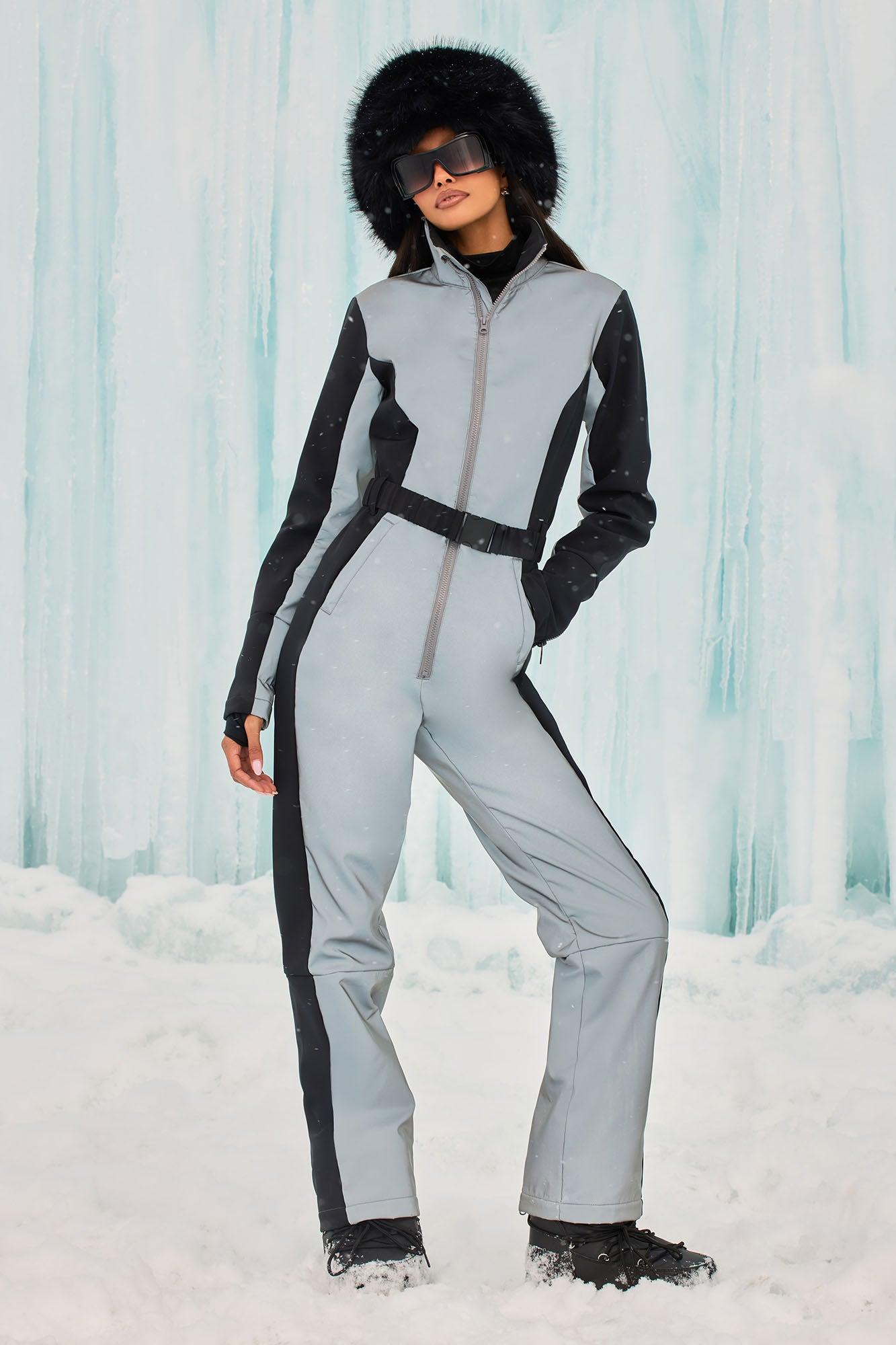 Winter Sports Reflective Ski Jumpsuit - Black Product Image