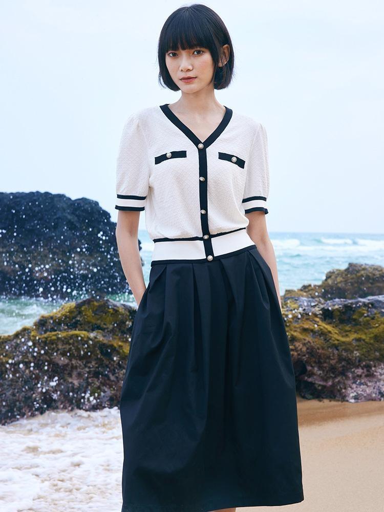 Classic Jacquard Knit Top And Half Women Skirt Two-Piece Set Product Image