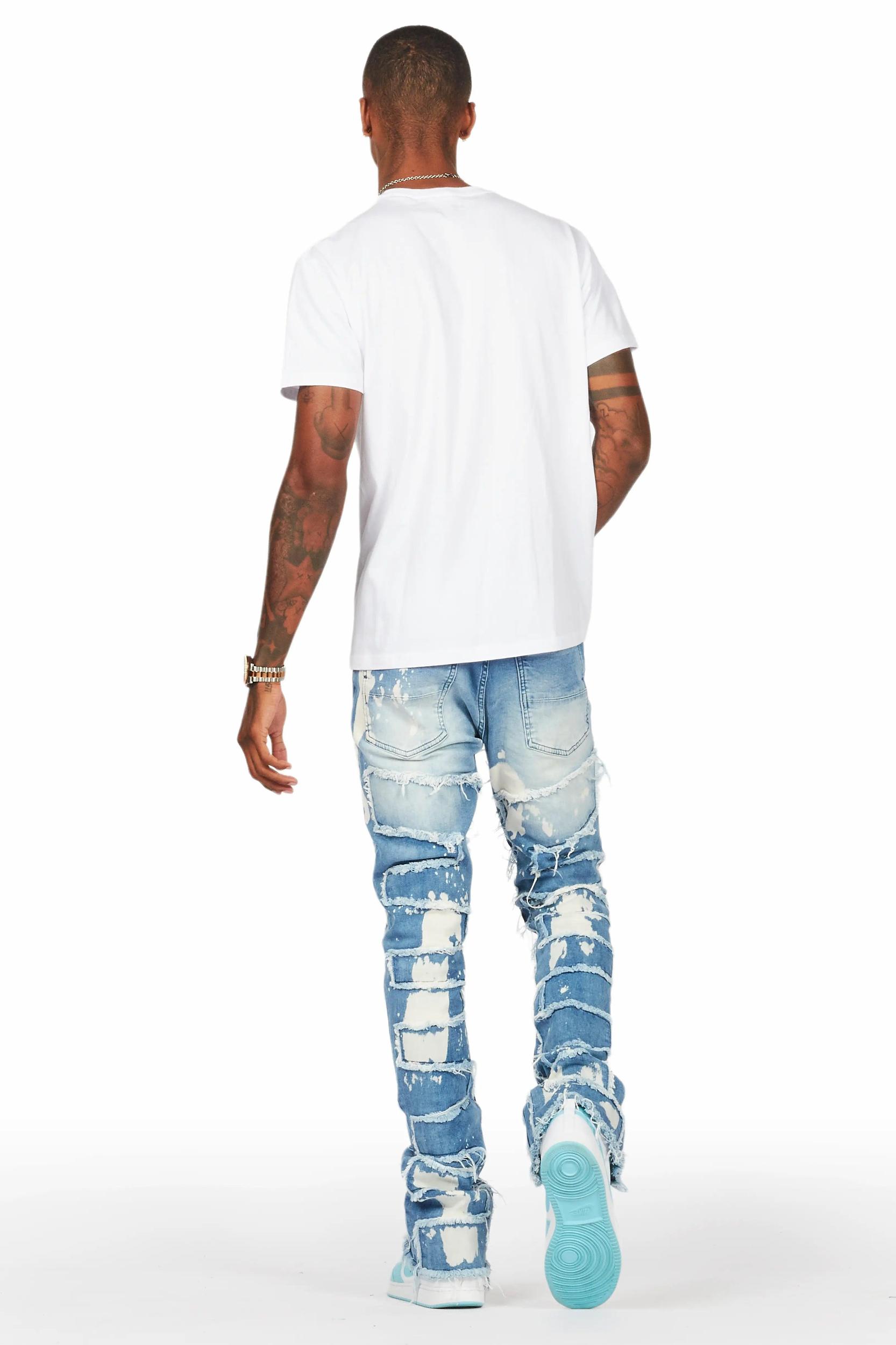 Laban Light Blue Bleach Stacked Flare Jean Male Product Image