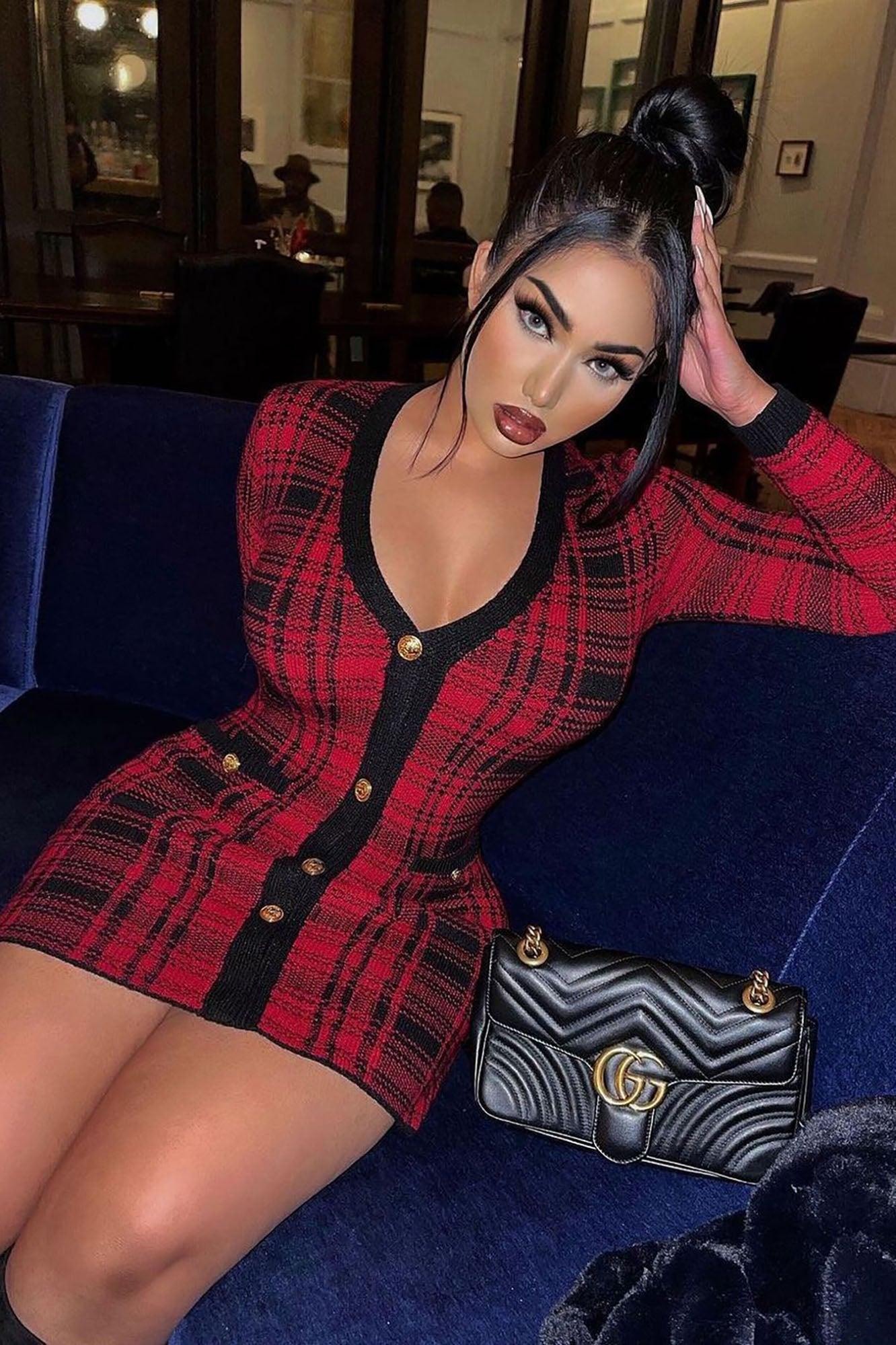 Power Hour Plaid Mini Dress - Red/Black Female Product Image