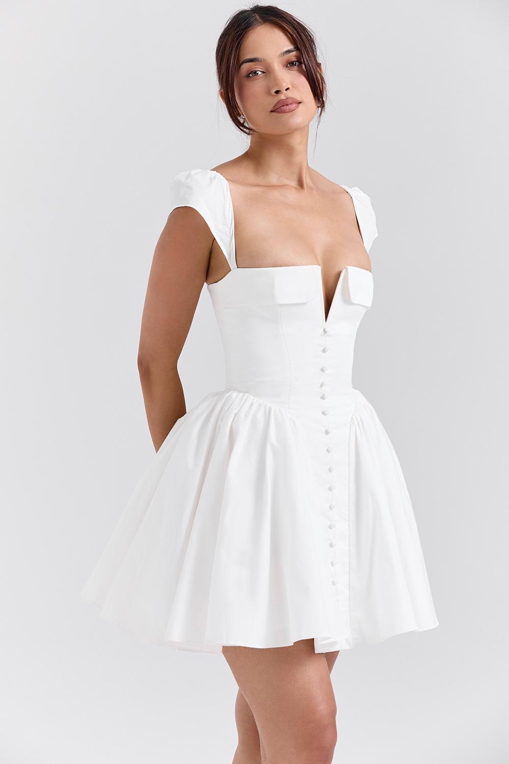Florence  white cotton corset mini dress Product Image
