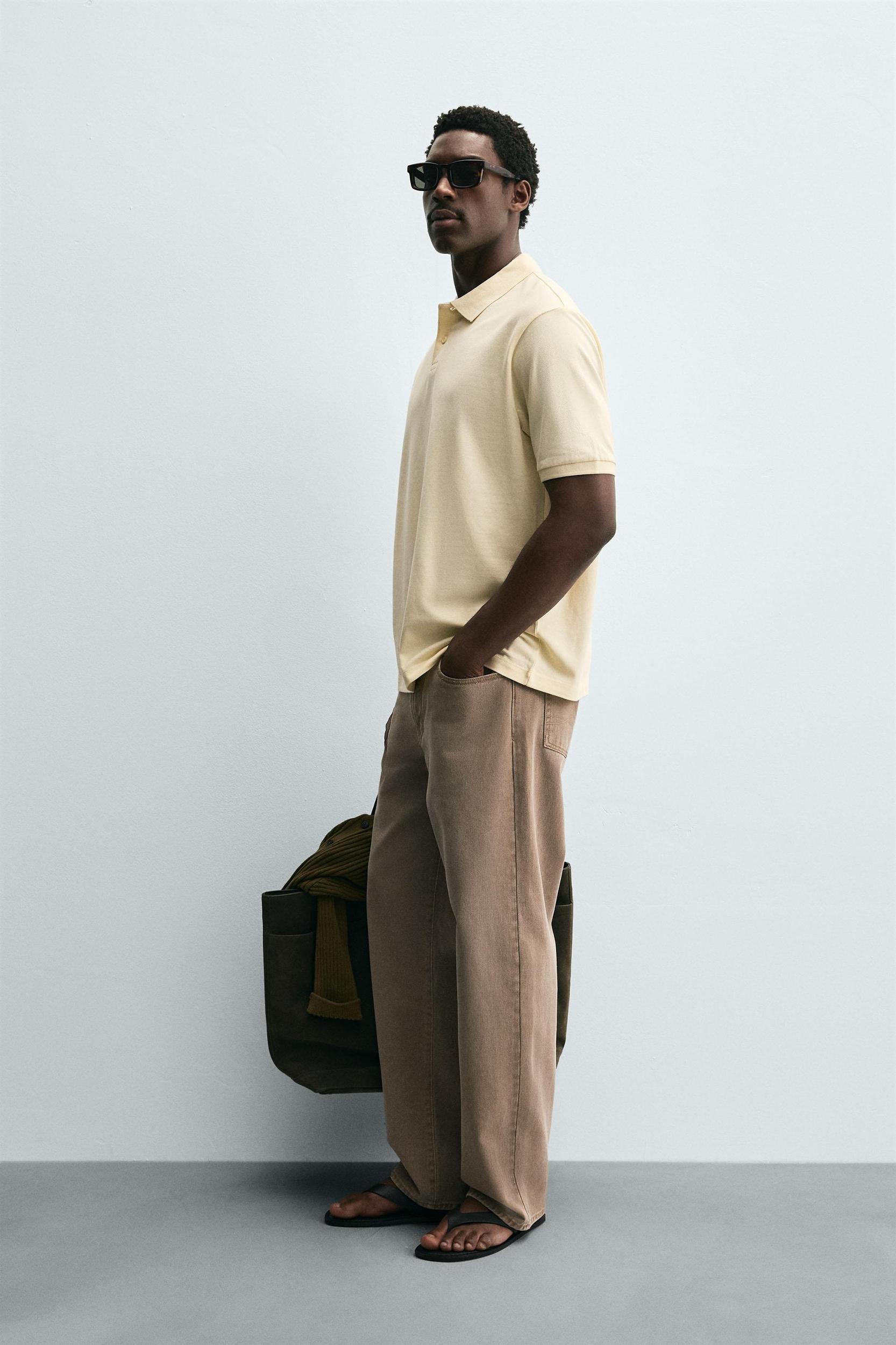 WASHED PIQUÉ TEXTURED POLO SHIRT Product Image