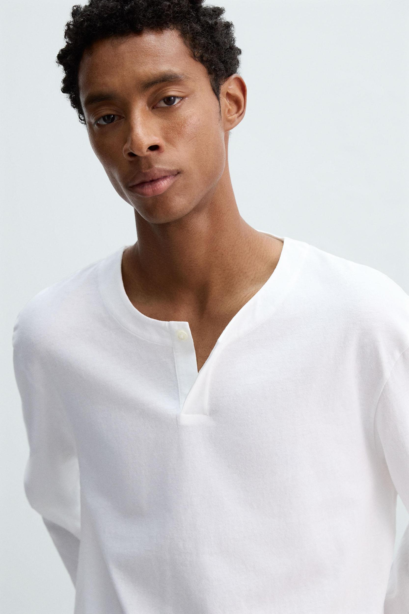 BUTTON NECK T-SHIRT Product Image