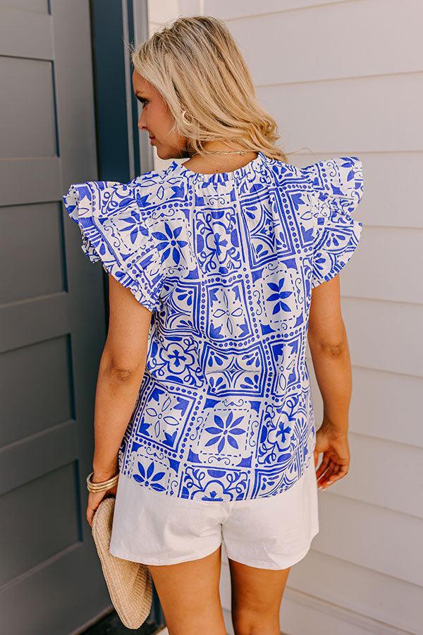 Inspiring Sights Floral Top In Royal Blue Product Image