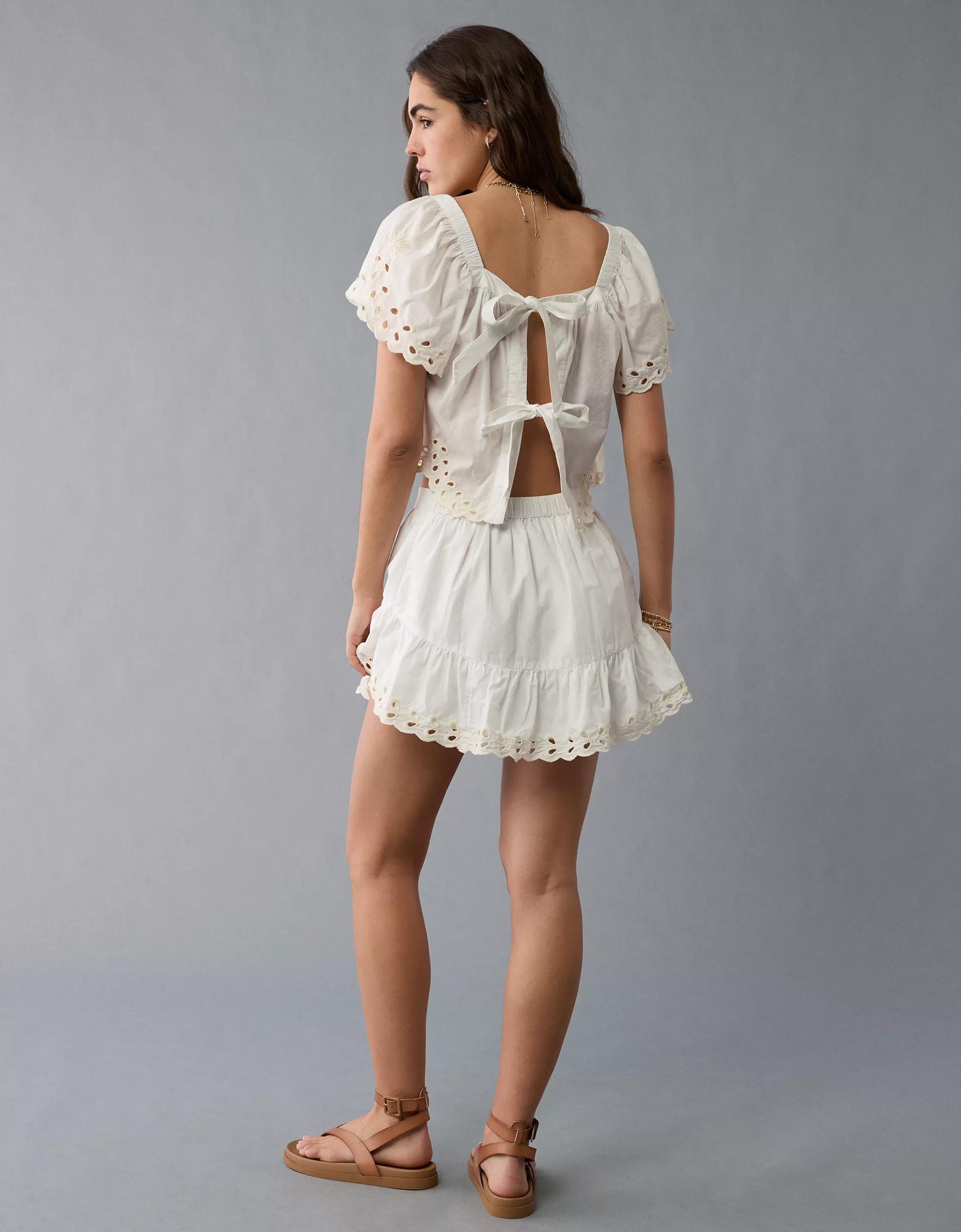 AE Tie Back Eyelet Crop Top Product Image