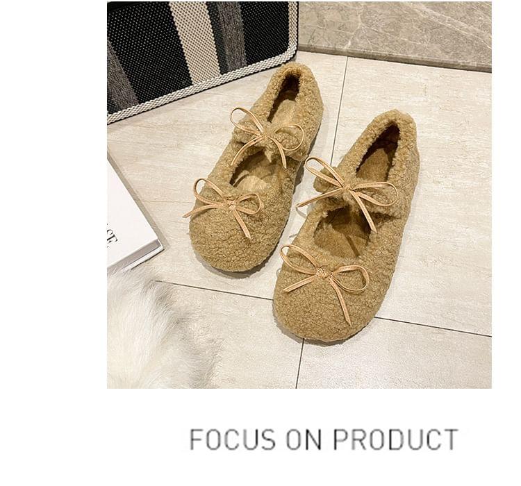 Bow Fleece Mary Jane Shoes Product Image