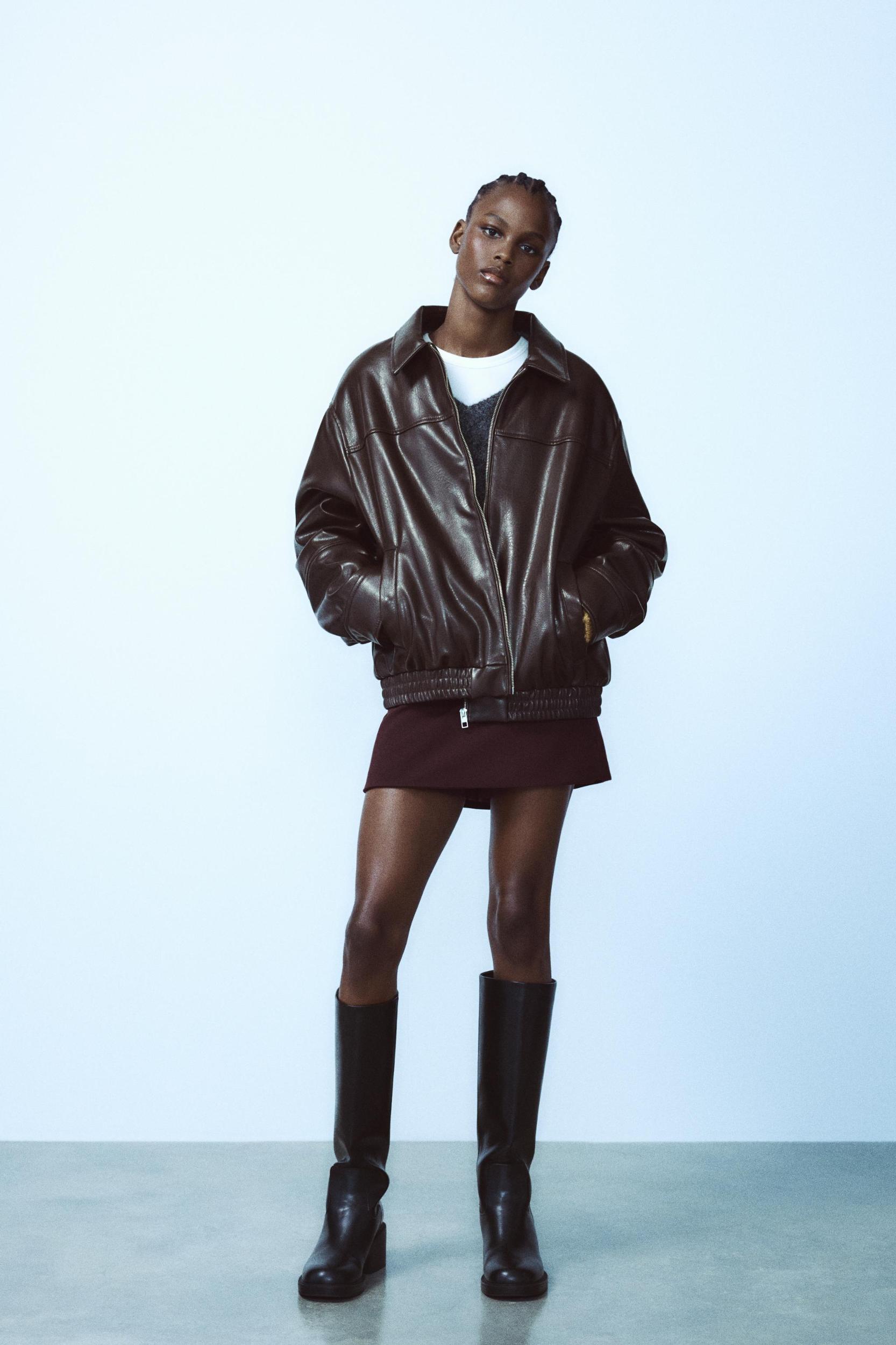 FAUX LEATHER BOMBER JACKET Product Image
