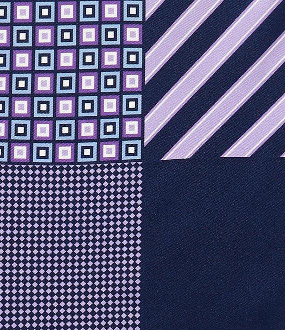 Cremieux Squares Stripes 4 Square Silk Pocket Square Product Image