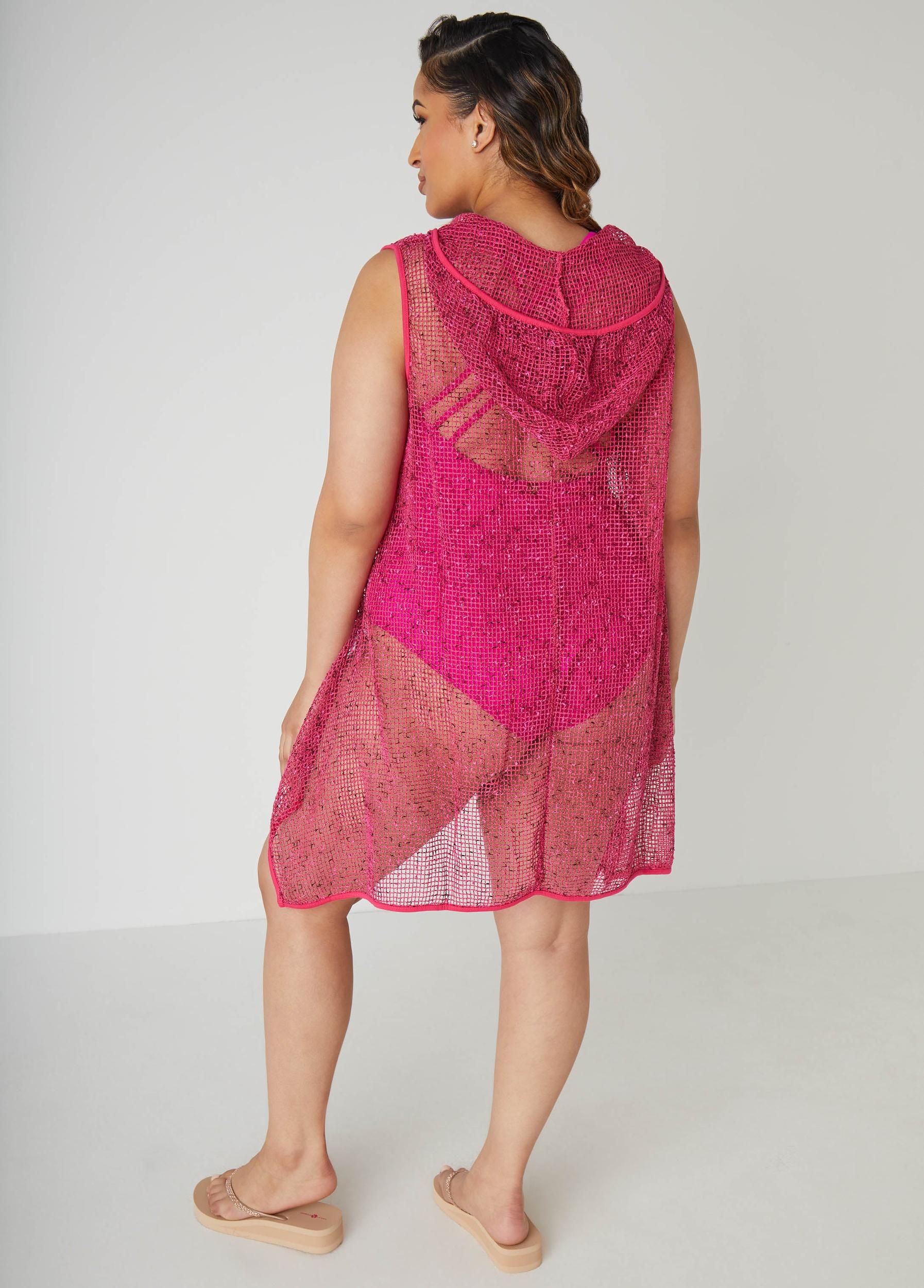 Open Knit Hooded Cover Up Product Image