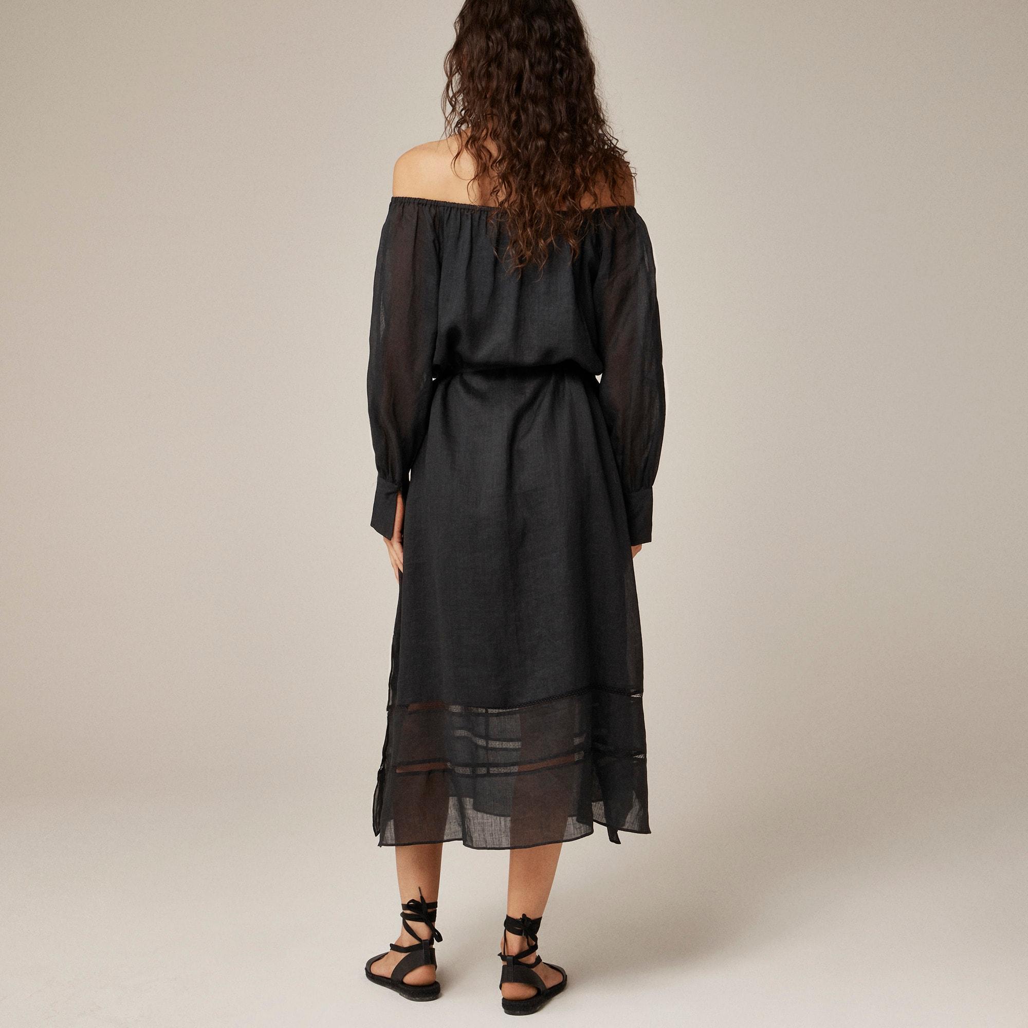 Gathered maxi dress in ramie Product Image