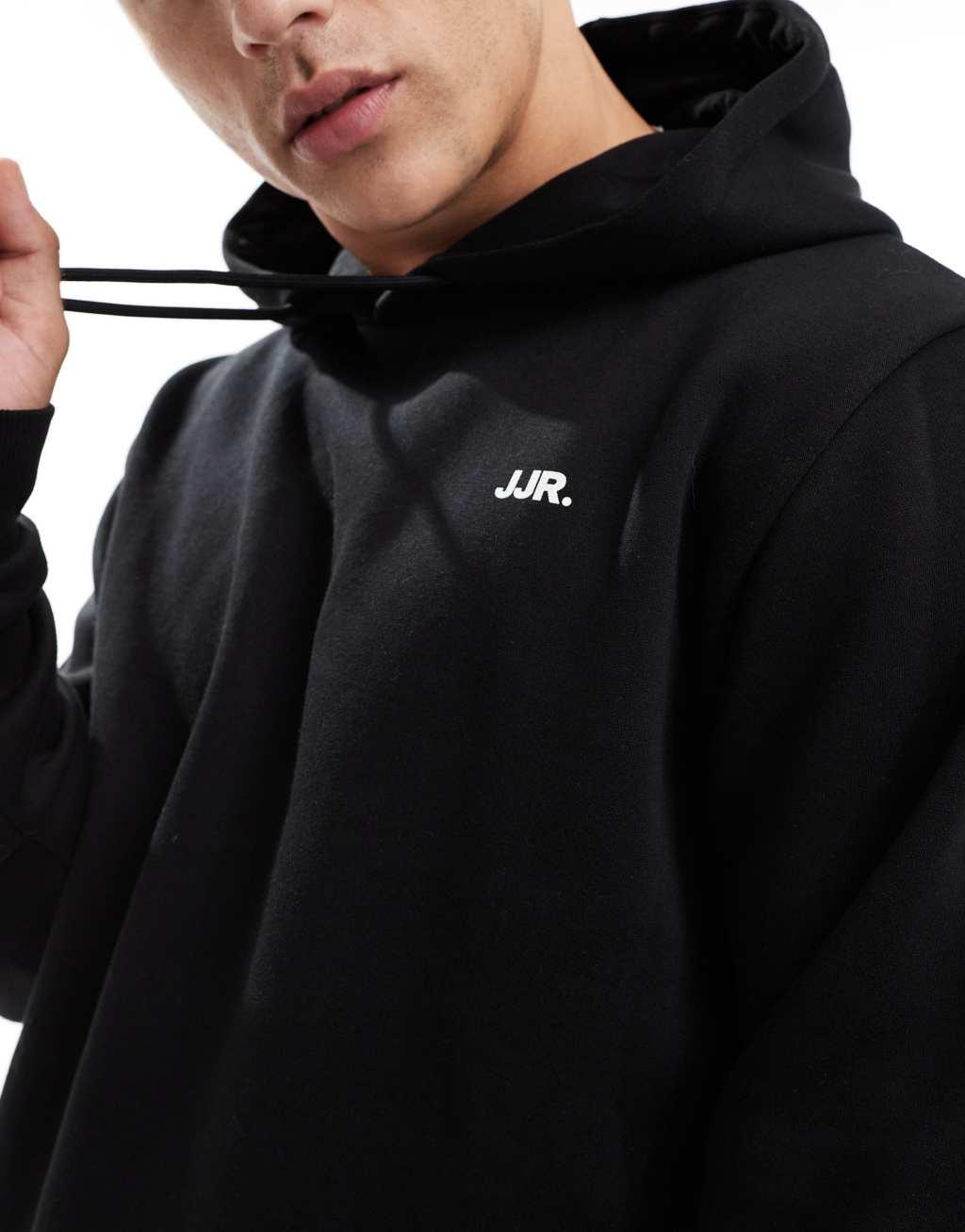 JJ Rebel hoodie with small chest logo in black Product Image