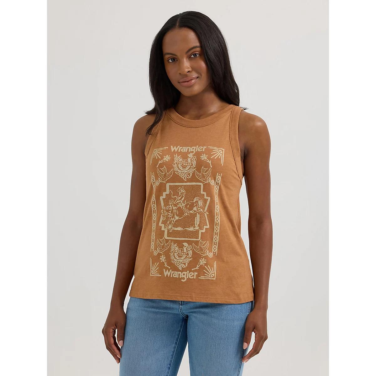 Women's Wrangler Western Graphic Goddess Tank in Argan Oil Product Image