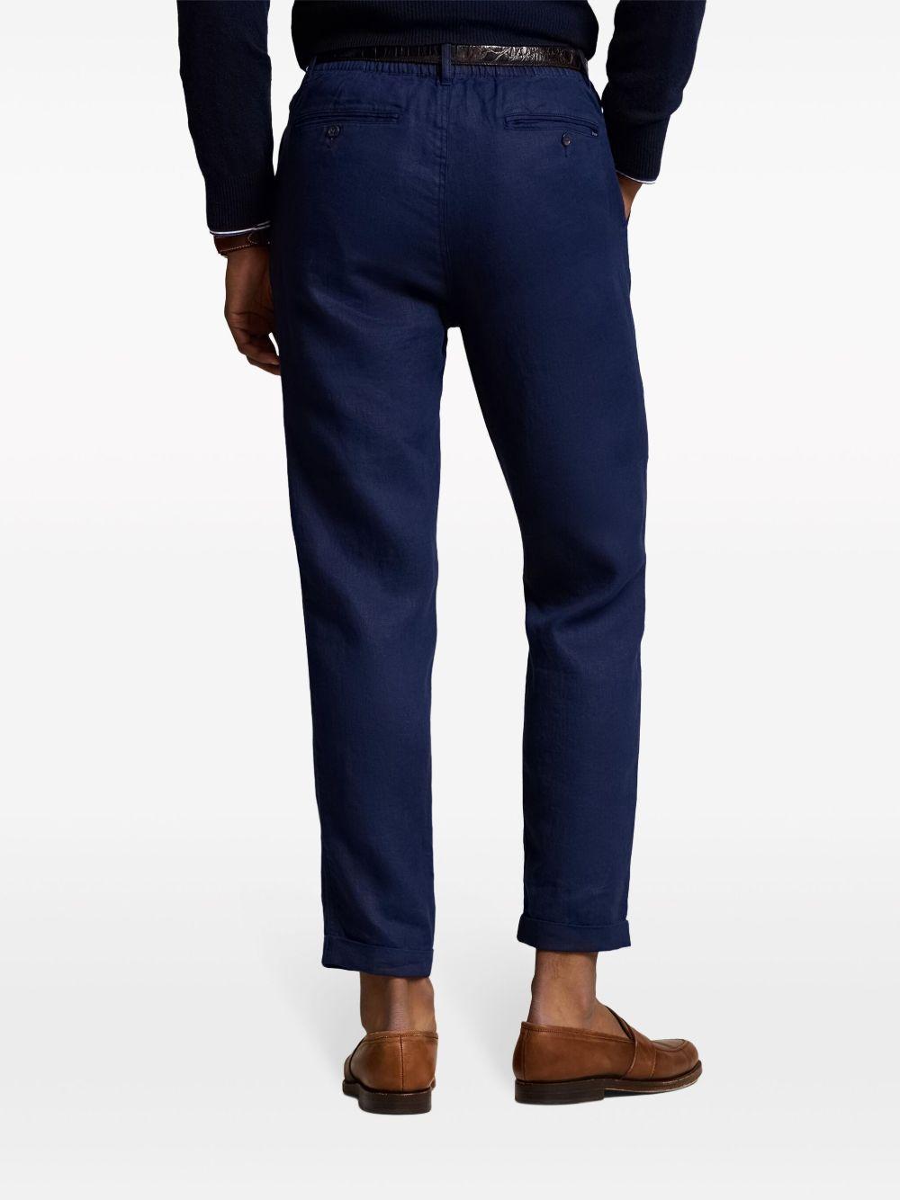 drawstring-waist linen trousers Product Image