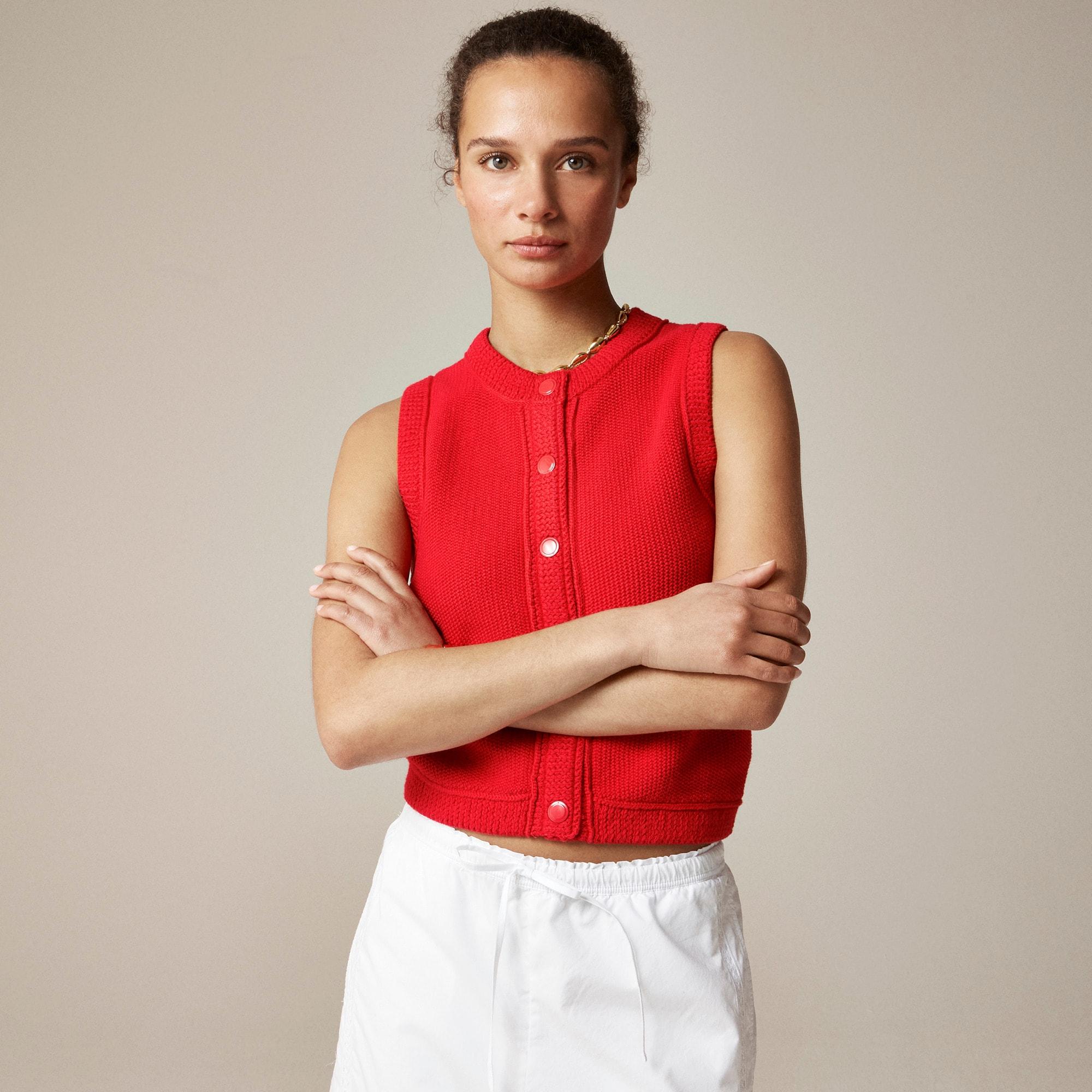 Cropped button-up sweater shell Product Image