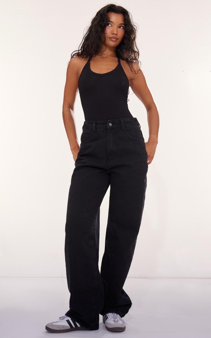 Black Modal Cotton Strappy Scoop Bodysuit Product Image
