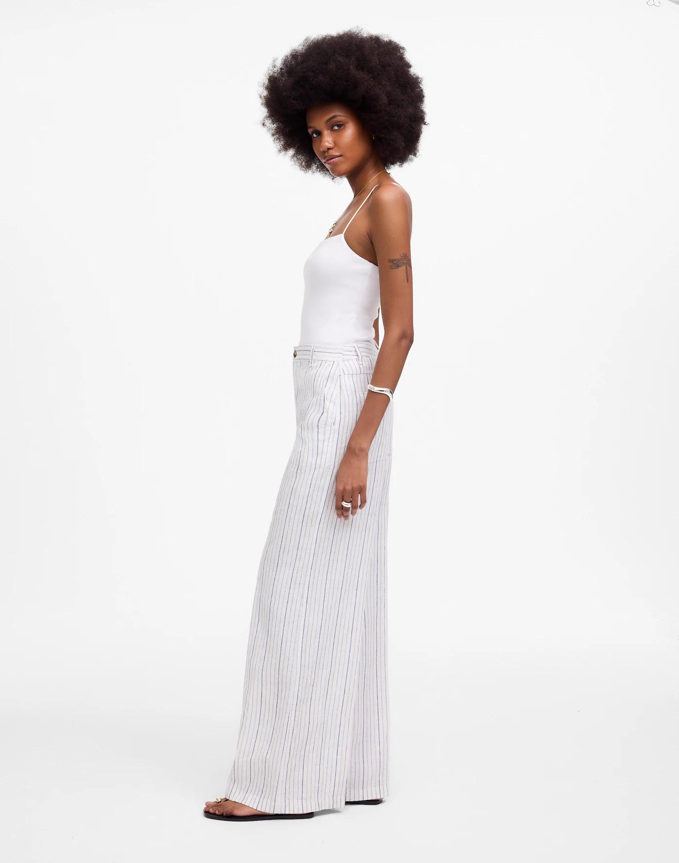 The Zoe Relaxed Wide Pant in 100% Linen Product Image