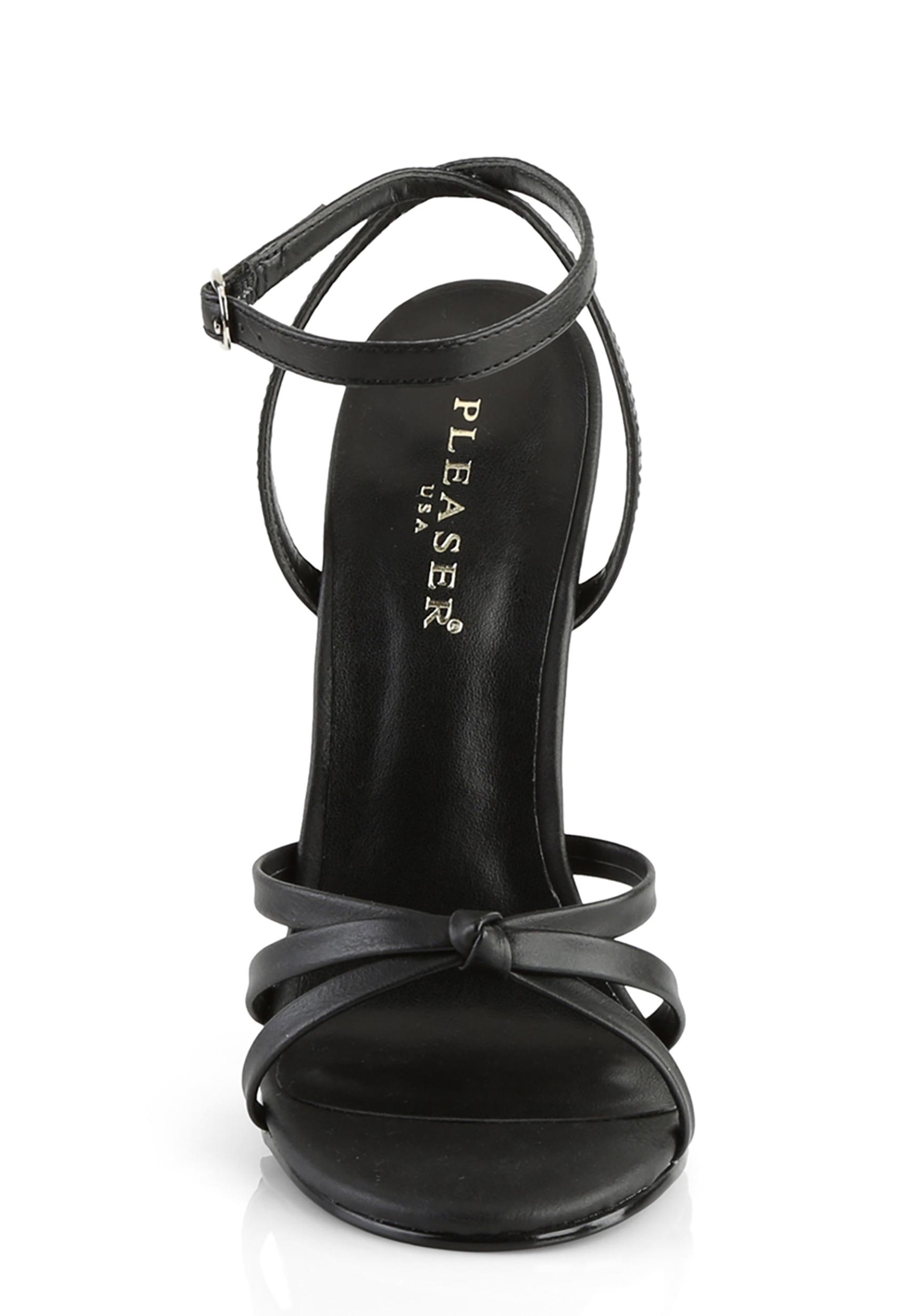 Devious Vegan Leather Domina-108 Wrap Heels - Black Product Image