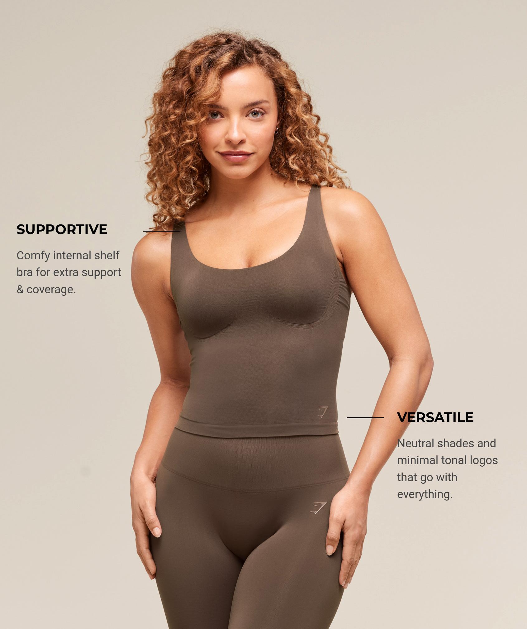 Gymshark Soft Sculpt Tank With Shelf - Walnut Brown Female Product Image