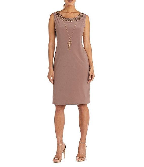 R & M Richards Long Sleeve Crew Neck Sequin Mesh 2-Piece Jacket Dress Product Image