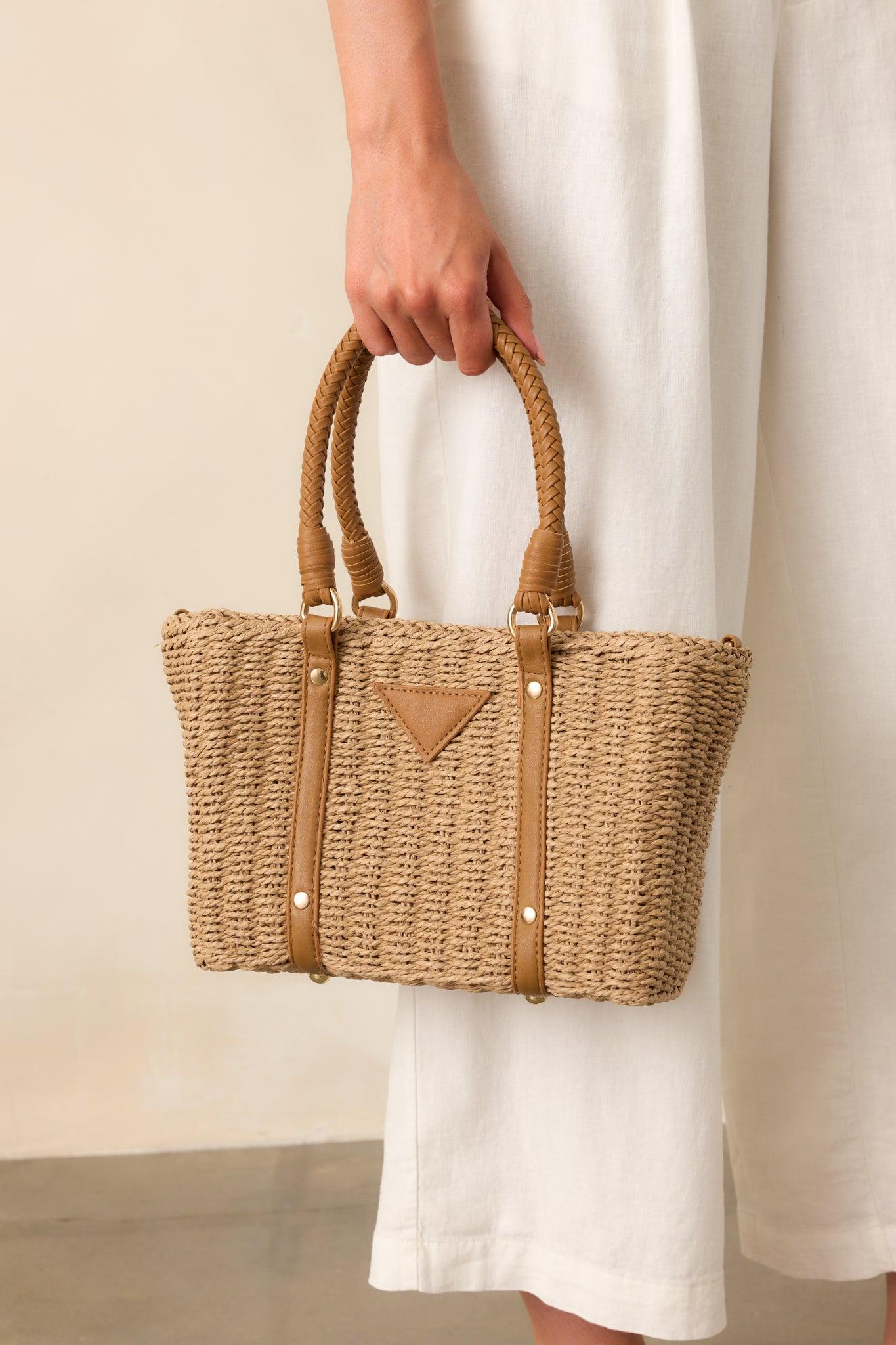 Savor The Slow Days Tan Rattan Woven Handbag Product Image