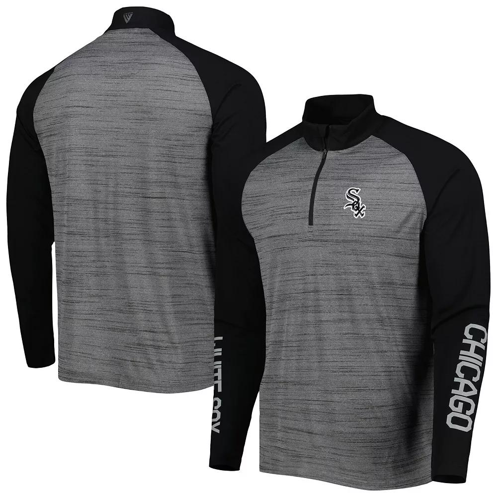 Men's Levelwear Heather Gray Chicago White Sox Vandal Raglan Quarter-Zip Top,  Product Image