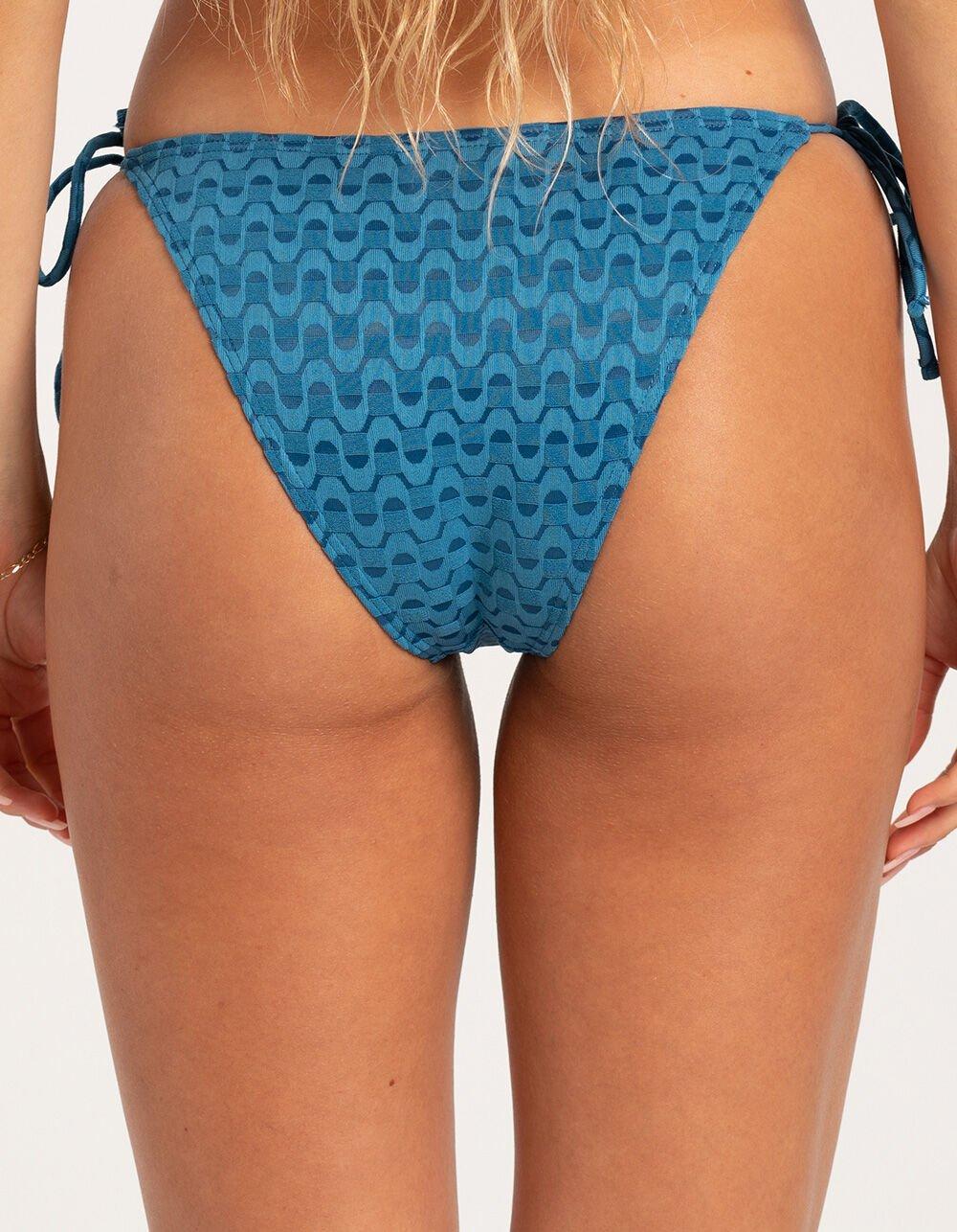 DAMSEL Texture Tie Side Bikini Bottoms - BLUE Product Image