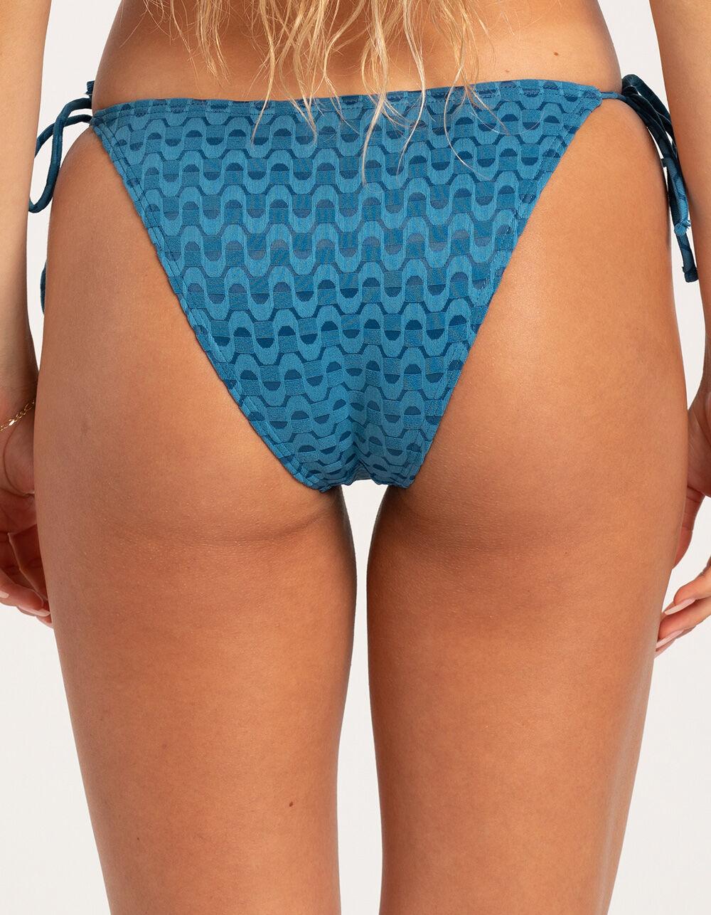 DAMSEL Texture Tie Side Bikini Bottoms - BLUE Product Image