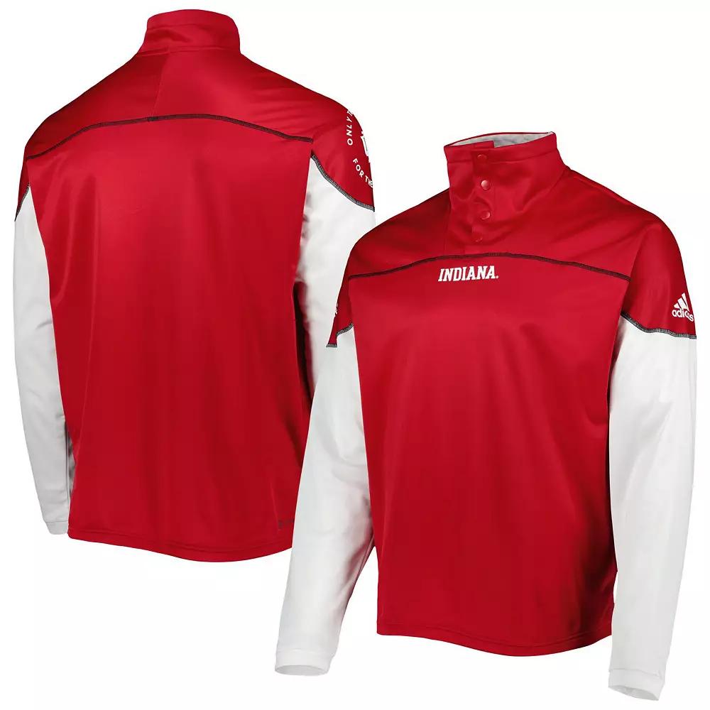 Men's adidas Crimson Indiana Hoosiers AEROREADY Knit Quarter-Snap Jacket,  Product Image