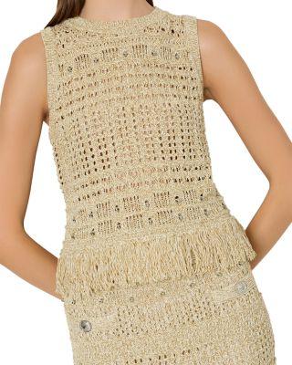Beaded Fringe Hem Knit Top Product Image
