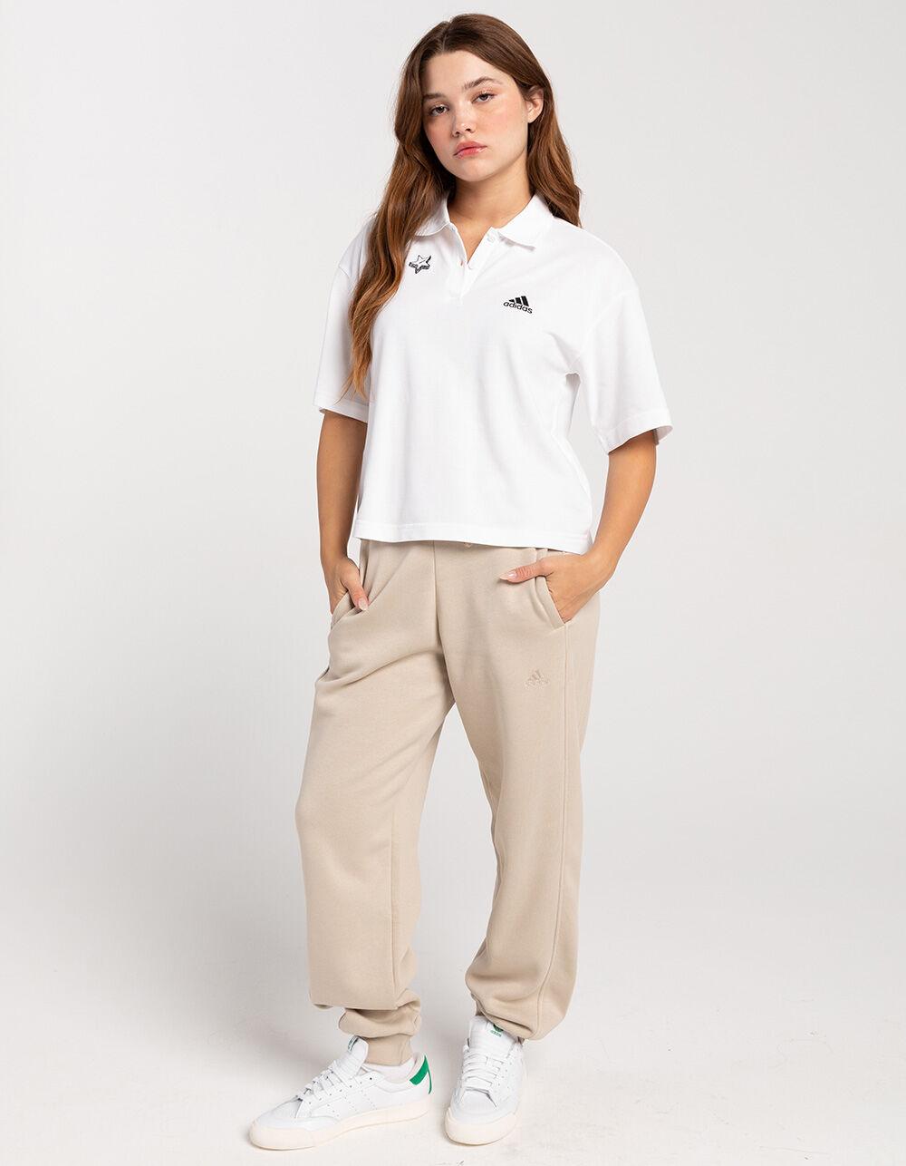 ADIDAS Scribble Embroidery Womens Polo Shirt - WHITE Product Image