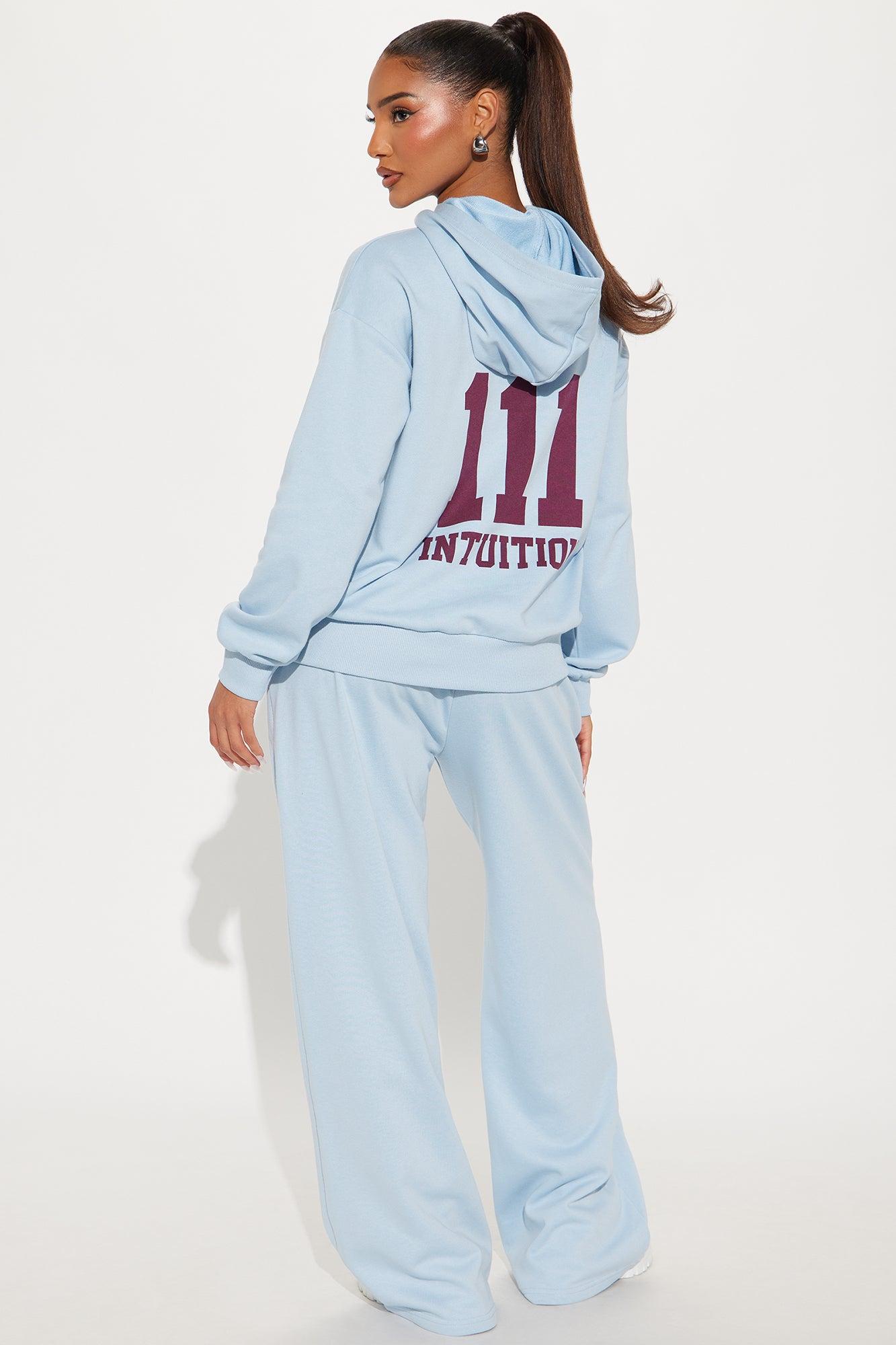Leah Angel Number Sweatsuit Set - Light Blue Product Image